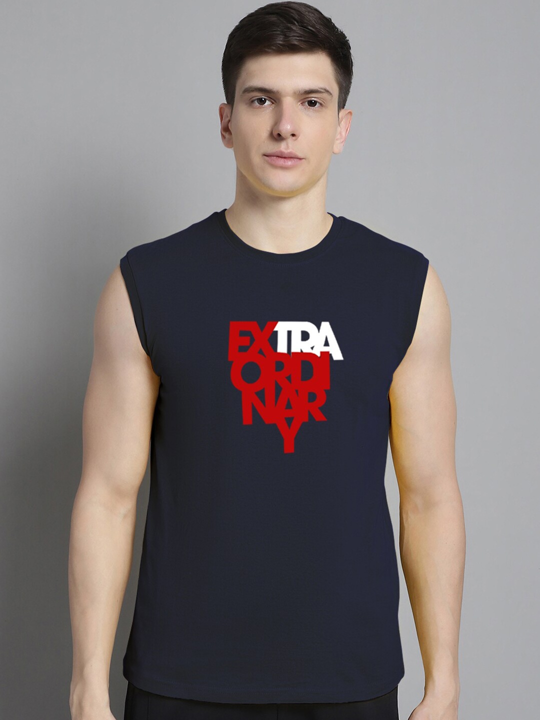 

Friskers Typography Printed Bio -Wash Pure Cotton Slim Fit T-Shirt, Navy blue