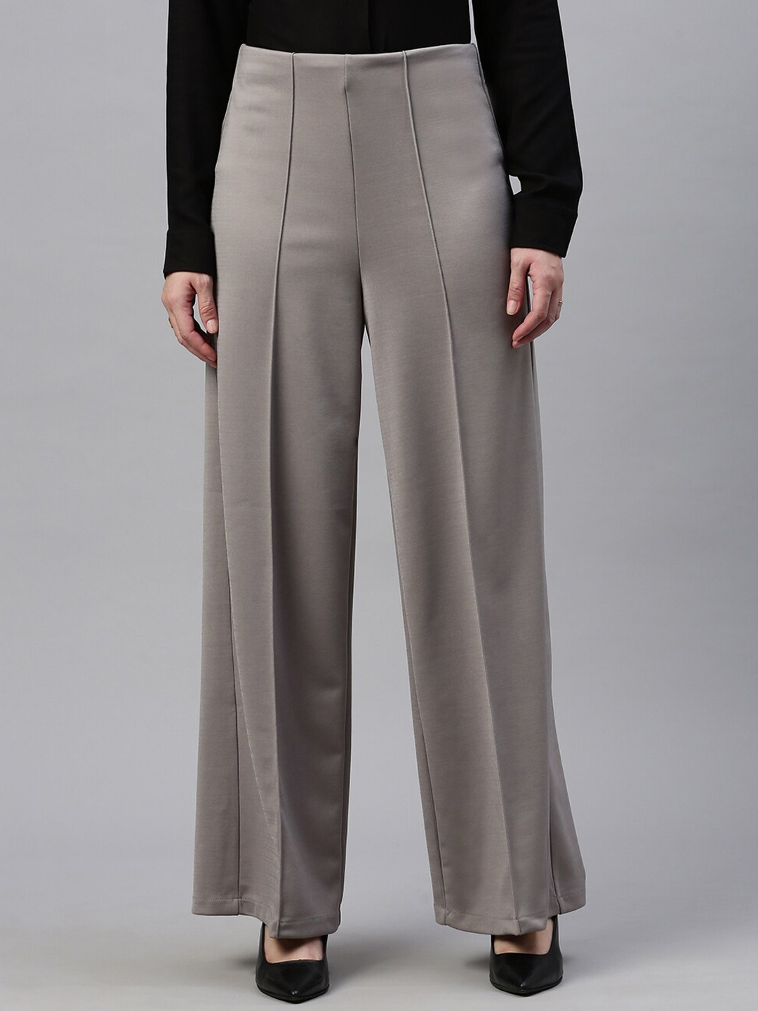 

De Moza Women Tan Loose Fit High-Rise Parallel Trouser