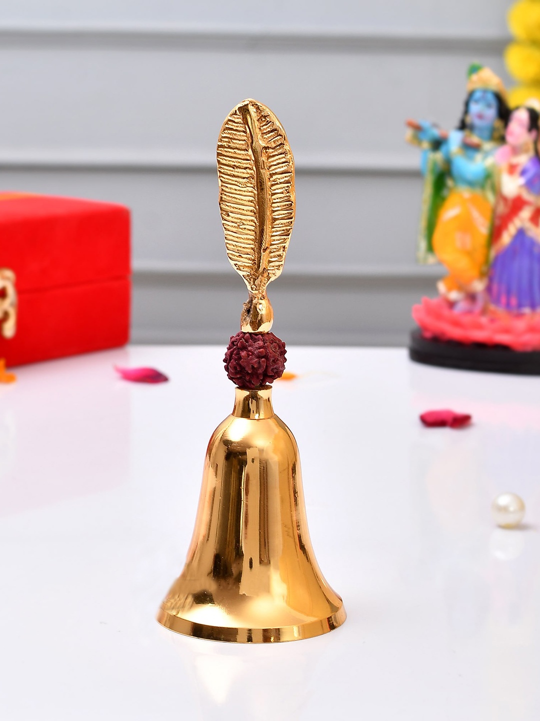 

COOPTIC Gold Toned Metal Rudraksh Bell for Home Pooja Mandir Temple