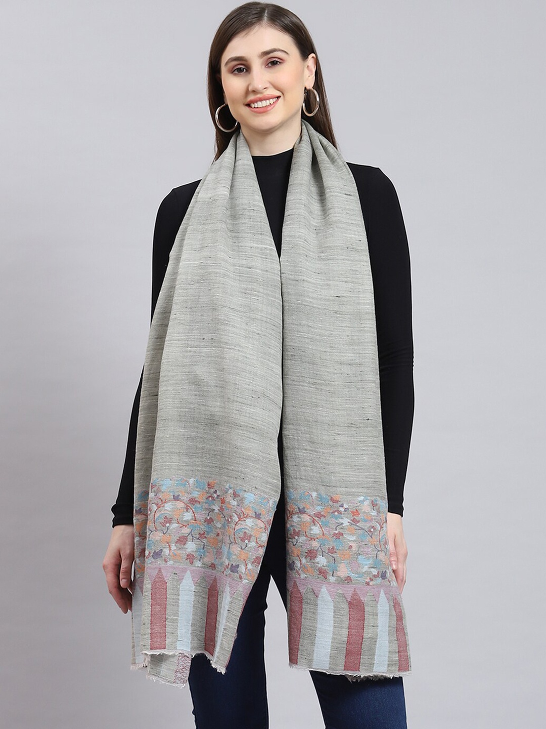 

Monte Carlo Floral Woven Design Shawls, Grey