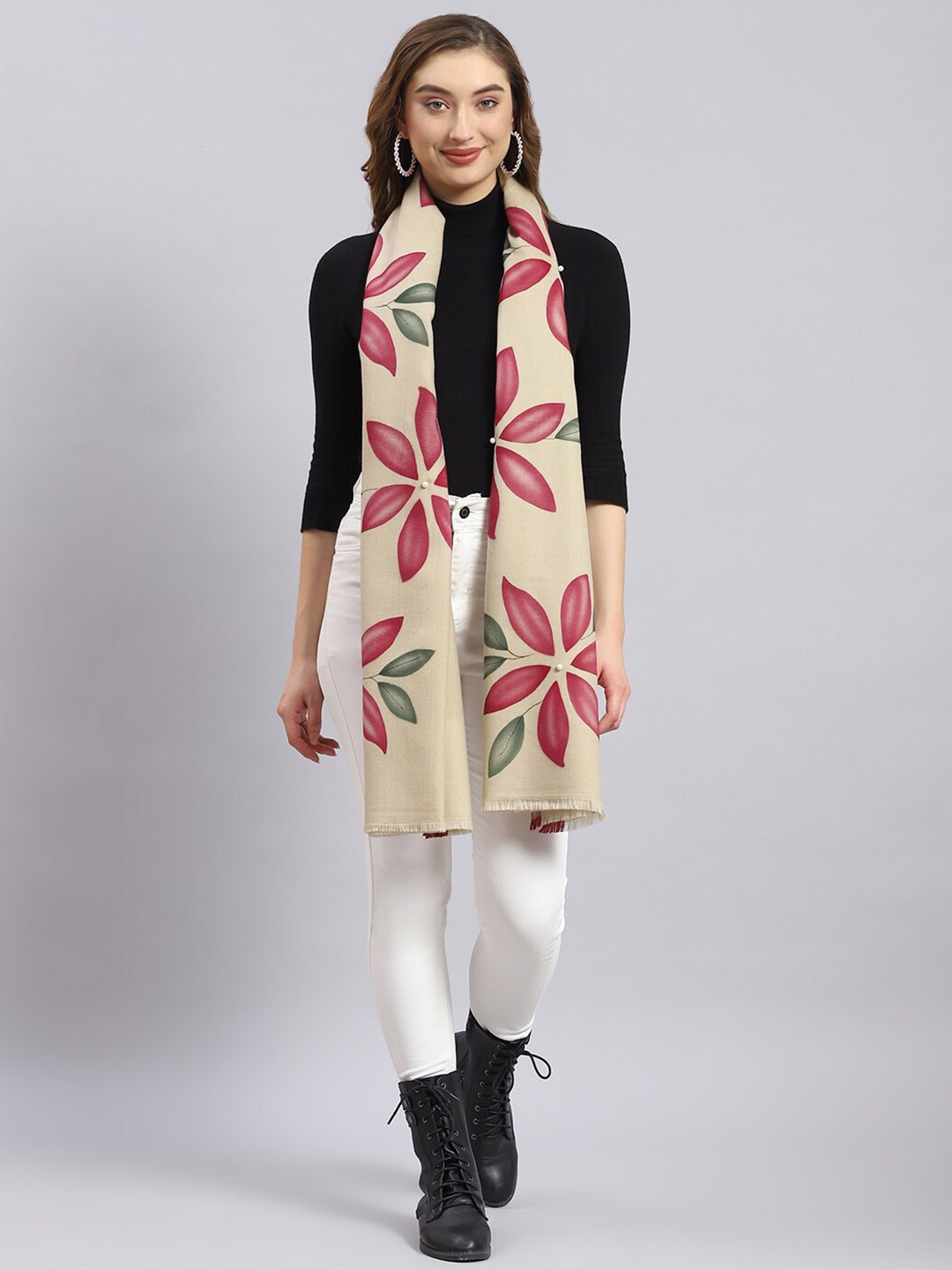 

Monte Carlo Floral Printed Stole, Beige