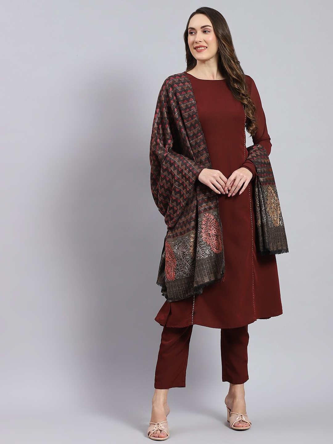 

Monte Carlo Ethnic Motifs Woven-Design Shawl, Black