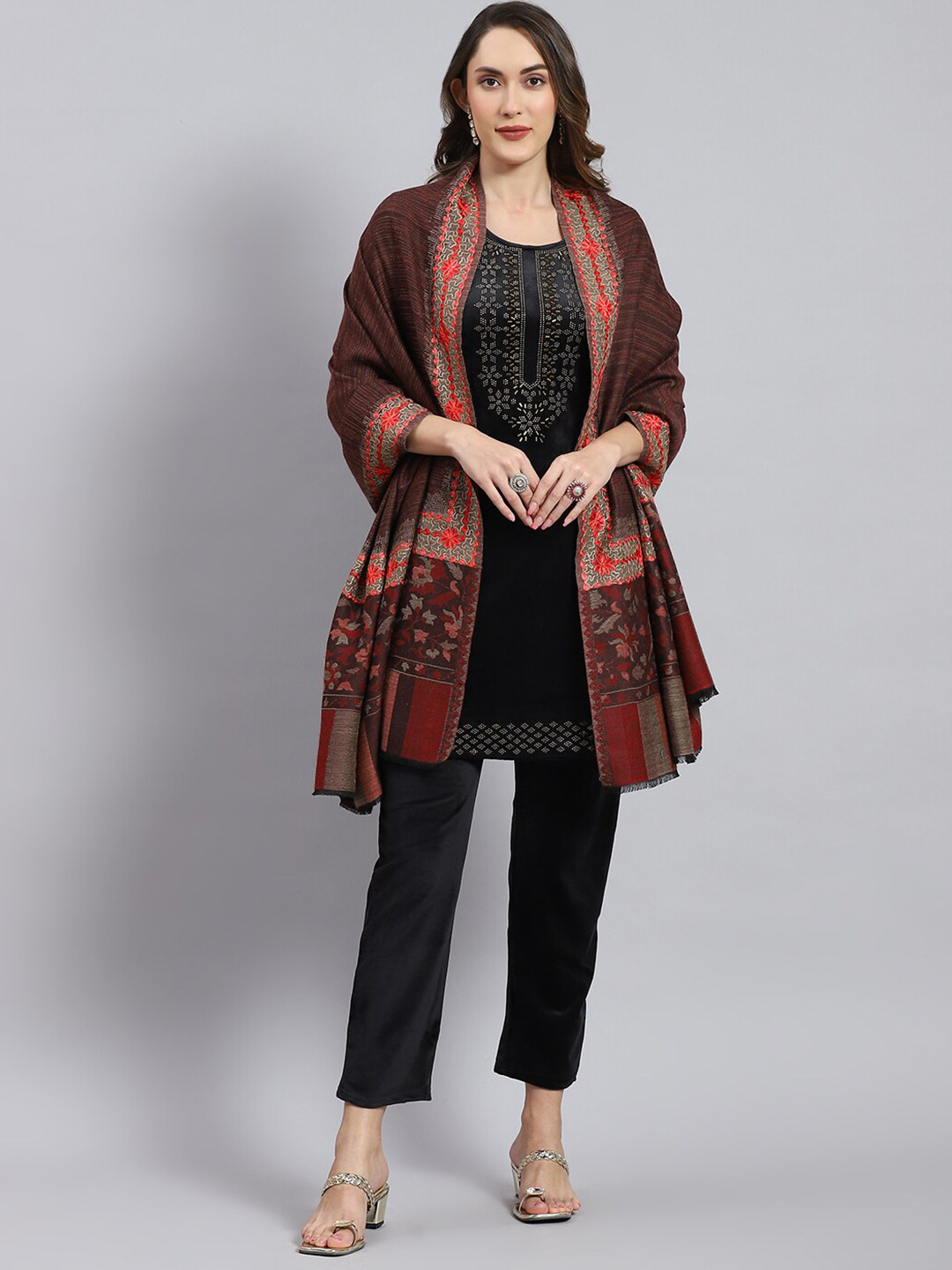 

Monte Carlo Woven Design Shawl, Brown