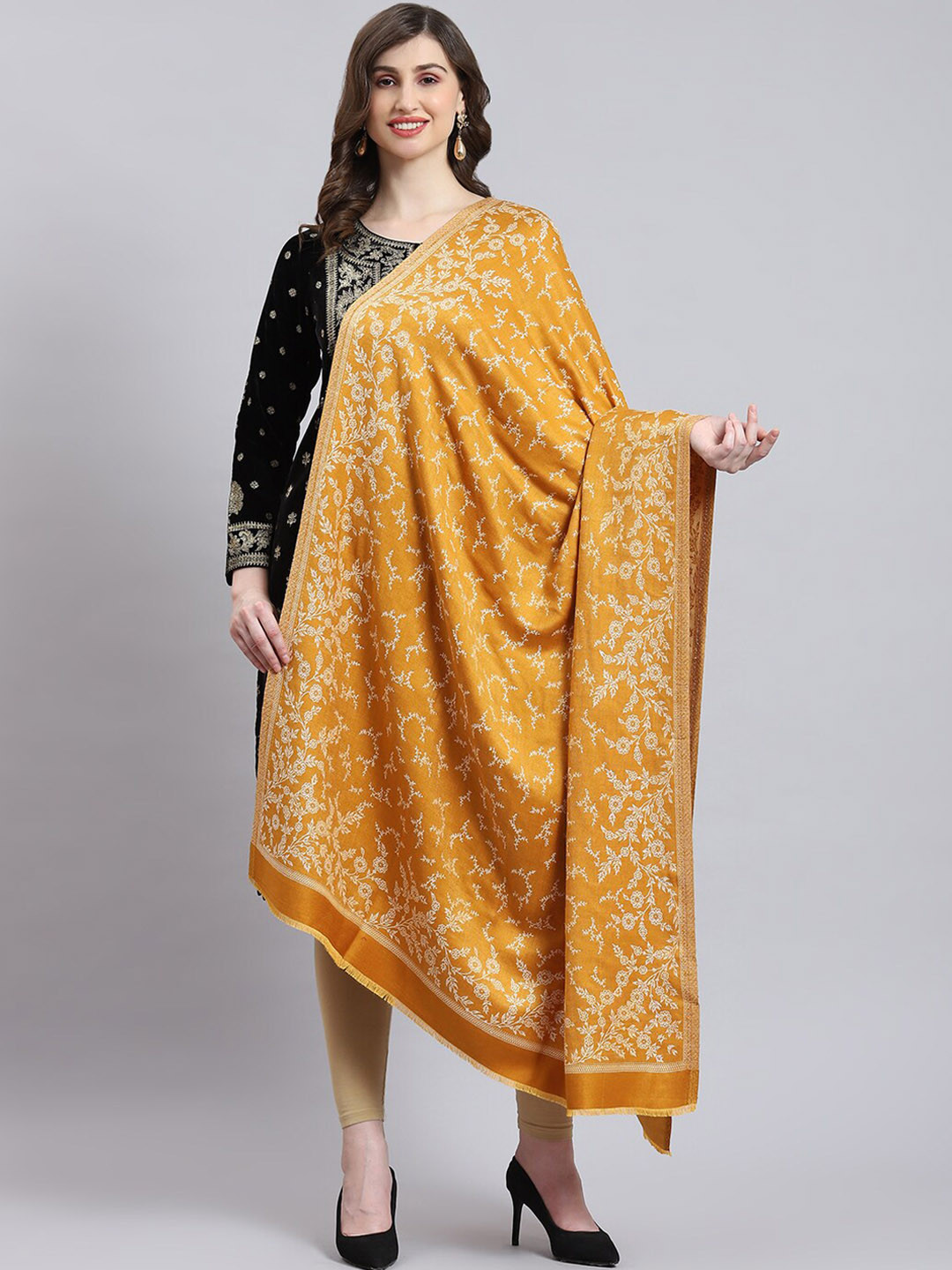 

Monte Carlo Woven Design Shawl, Mustard