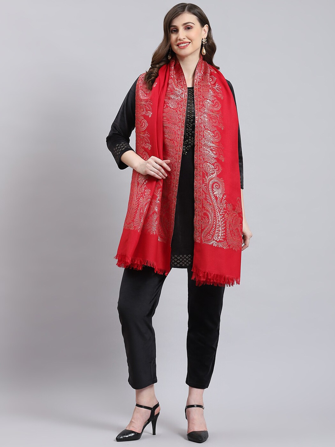 

Monte Carlo Woven Design Shawl, Red