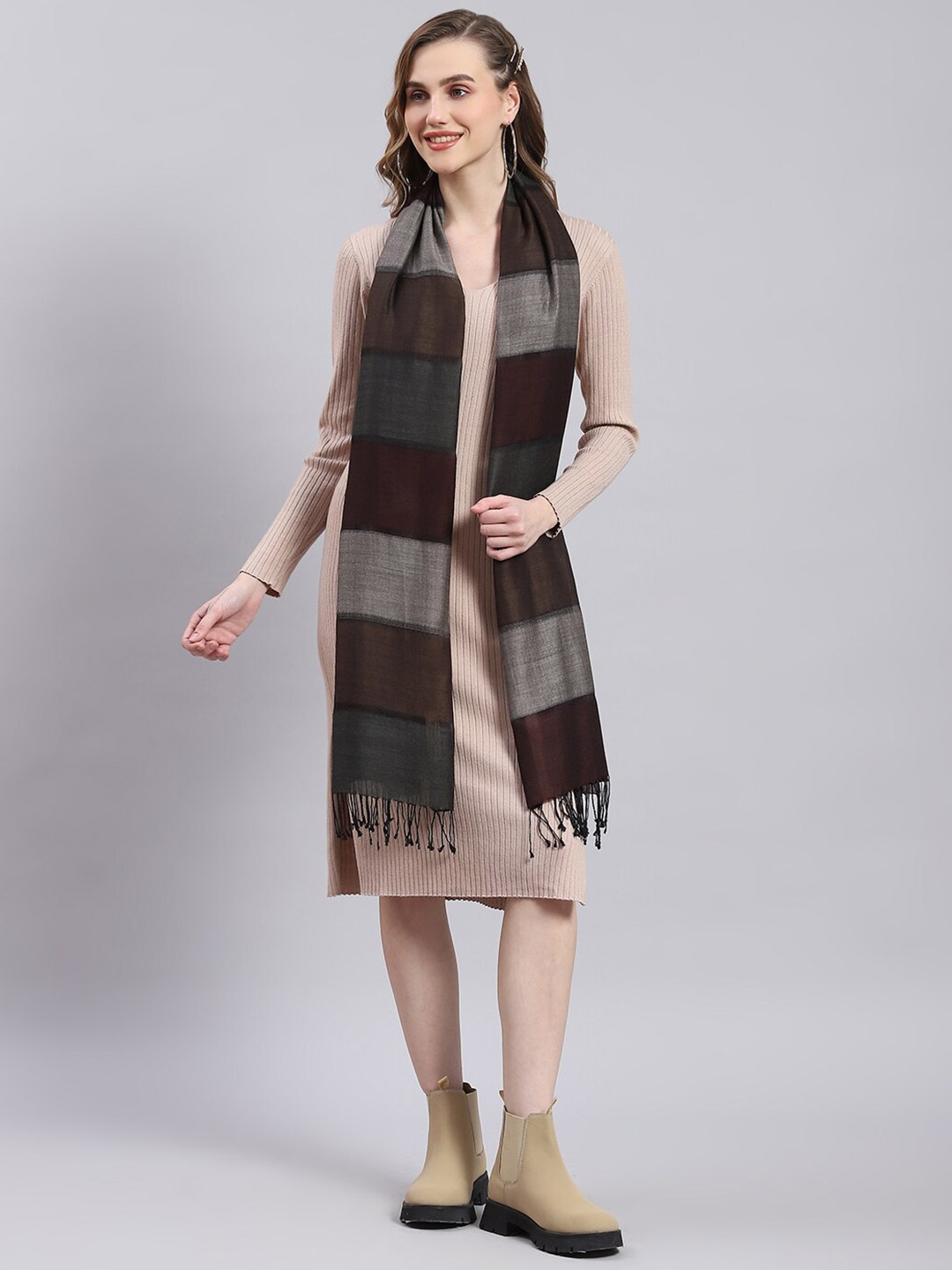 

Monte Carlo Women Striped Stole, Brown