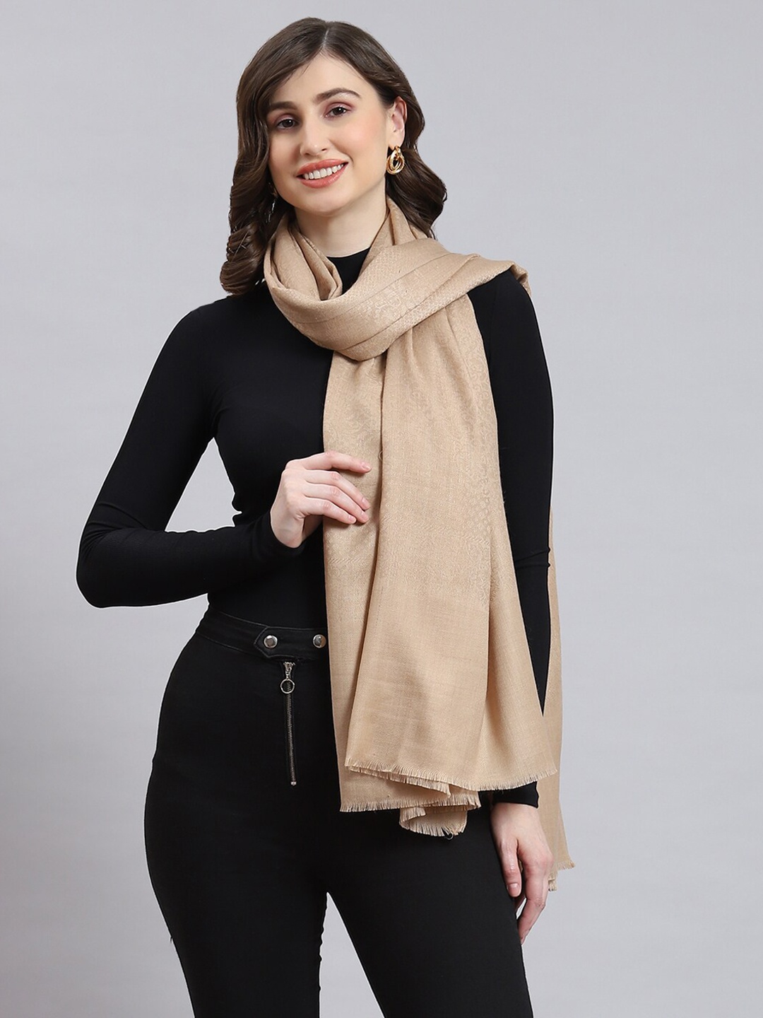 

Monte Carlo Woven Design Shawl, Beige