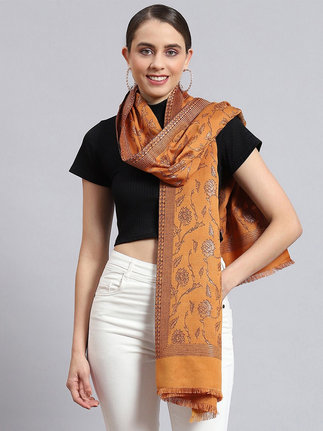 

Monte Carlo Floral Woven Design Stole, Brown