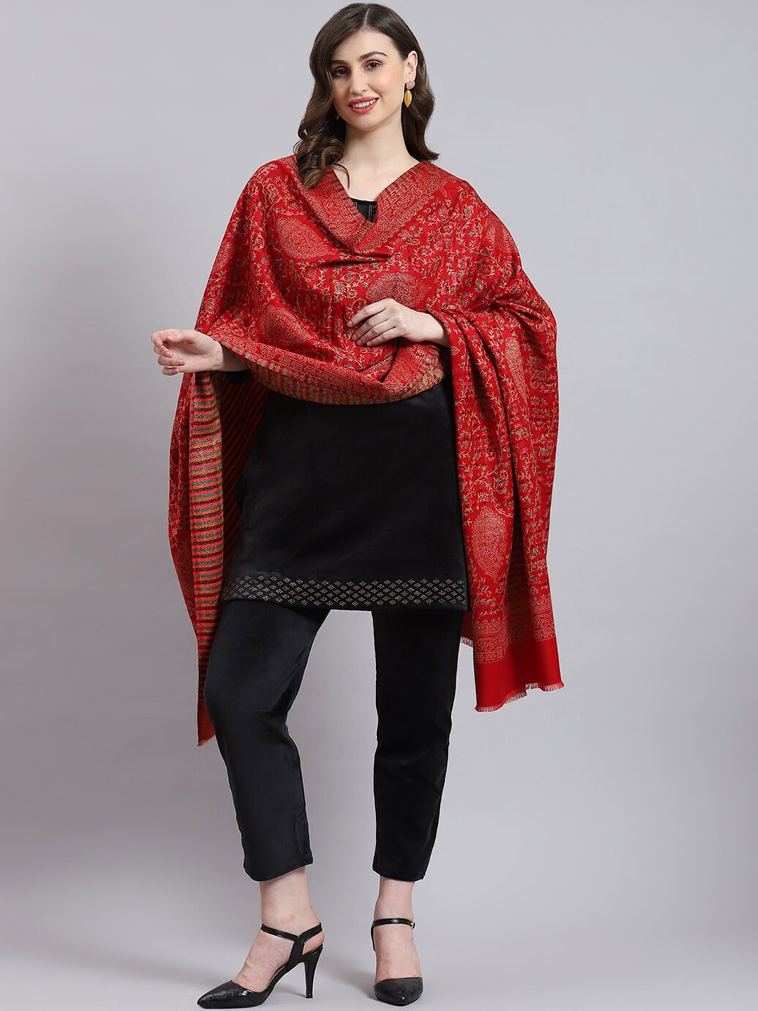 

Monte Carlo Paisley Woven Design Shawl, Red