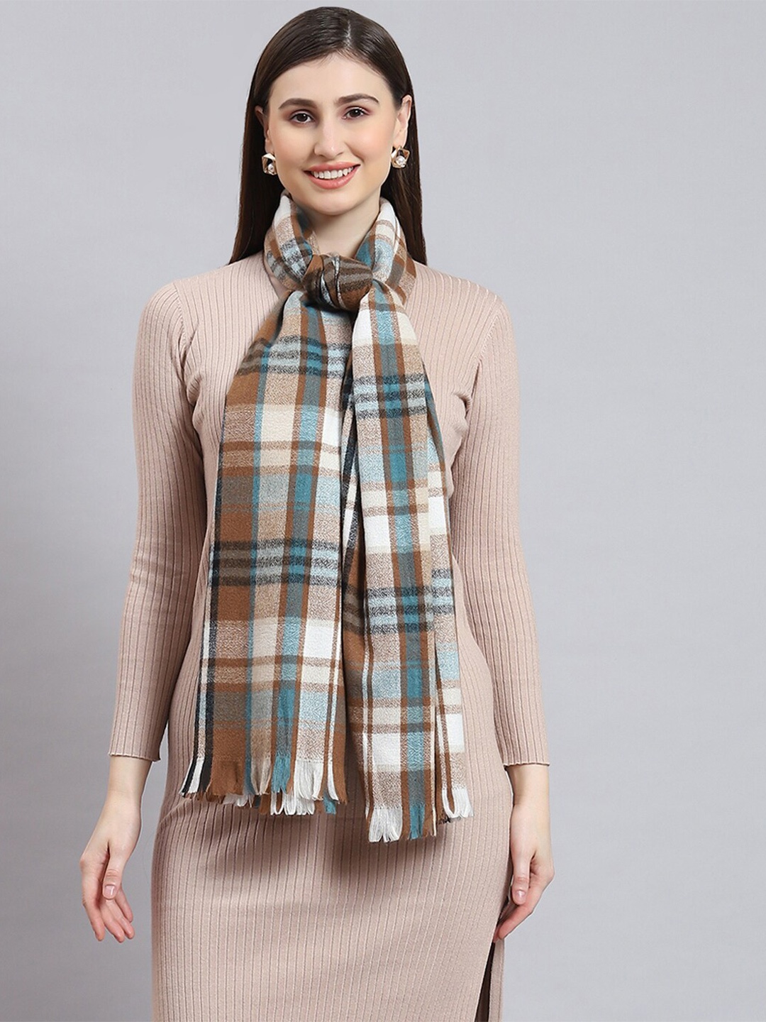 

Monte Carlo Checked Wool Stole, Brown