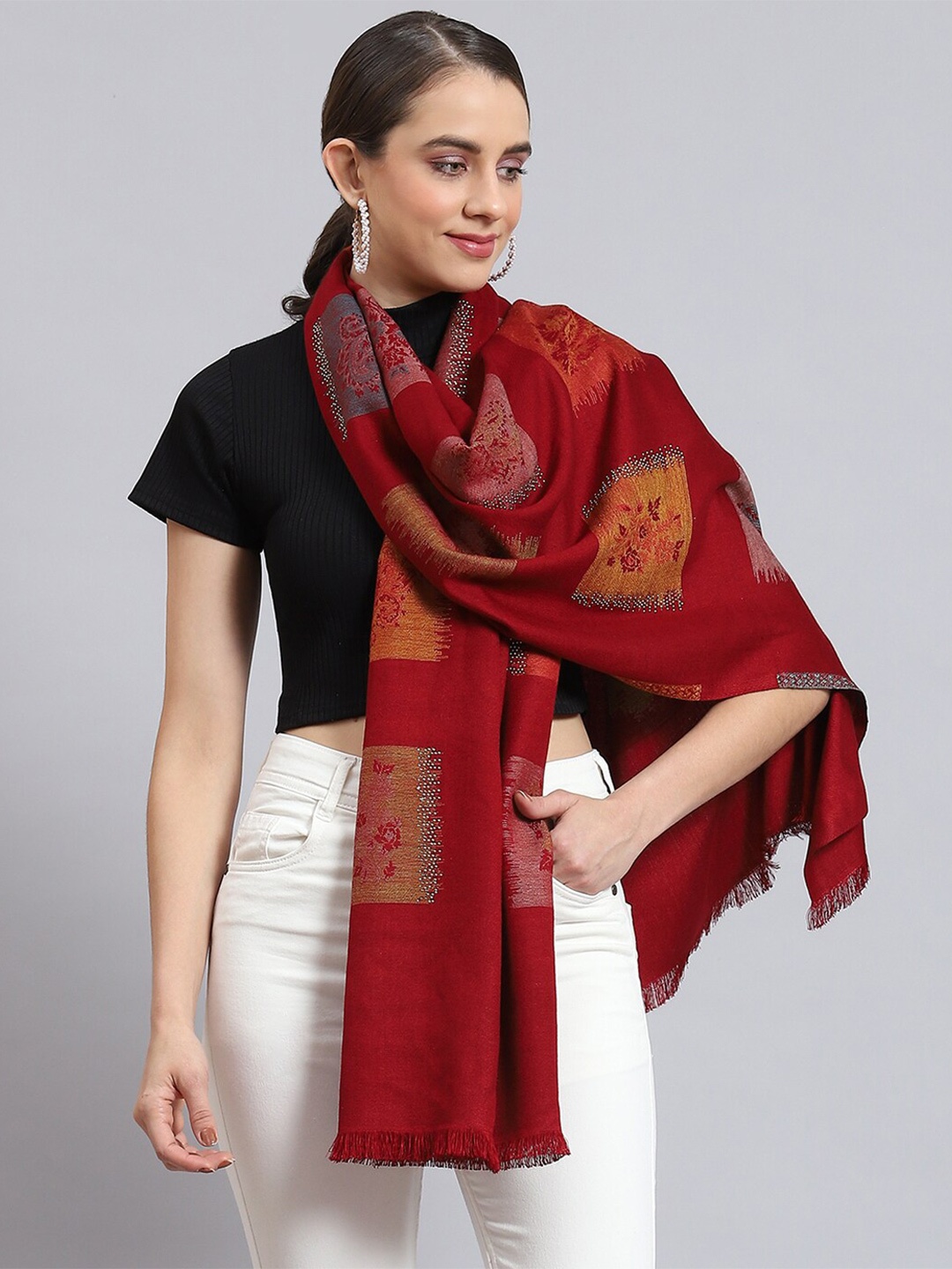 

Monte Carlo Woven Design Stole, Red