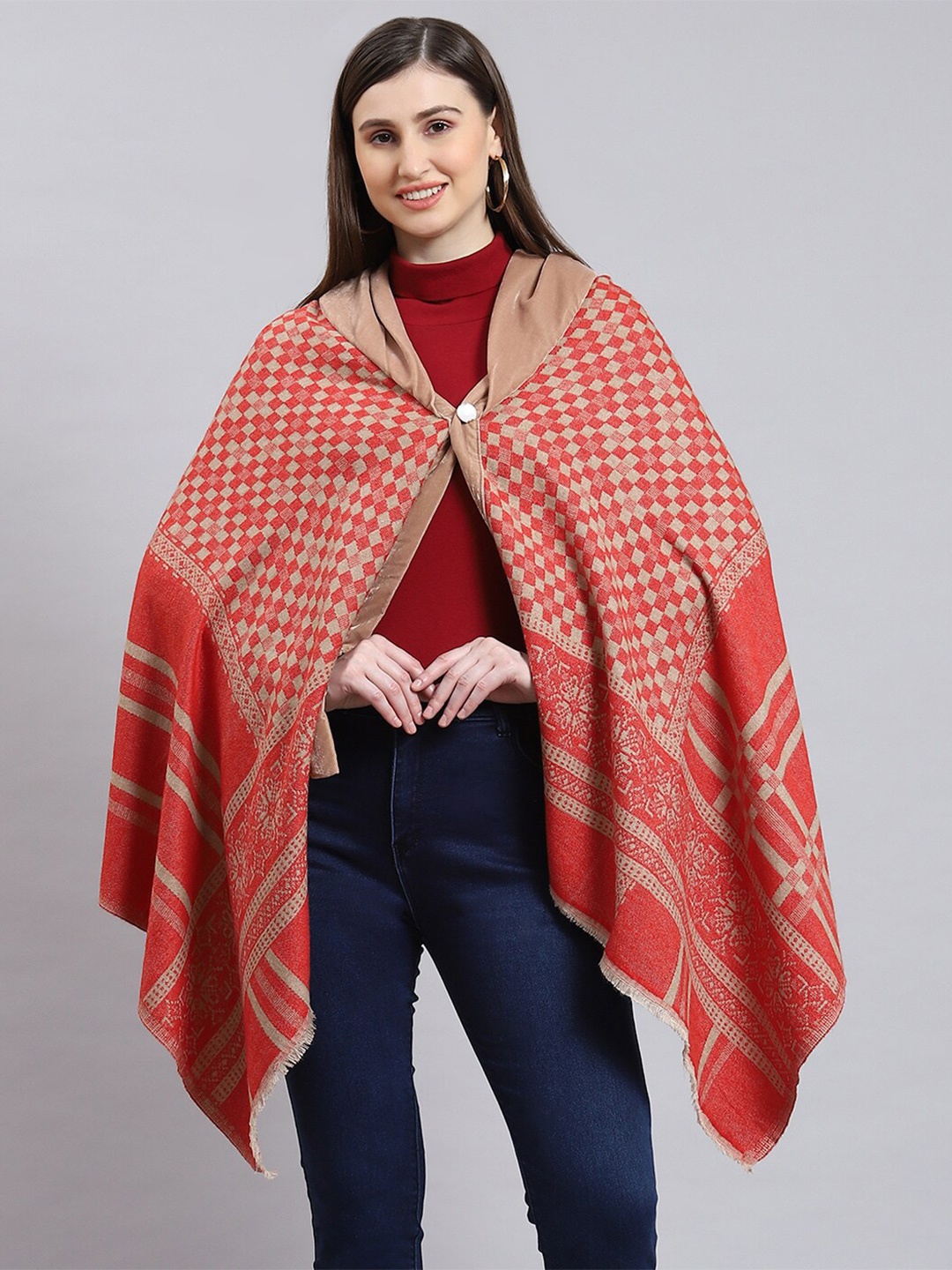 

Monte Carlo Ethnic Motifs Woven Design Stole, Red