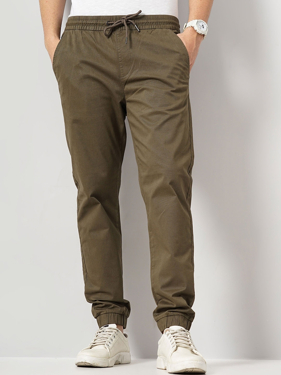 

Celio Men Cotton Mid-Rise Jogger, Brown