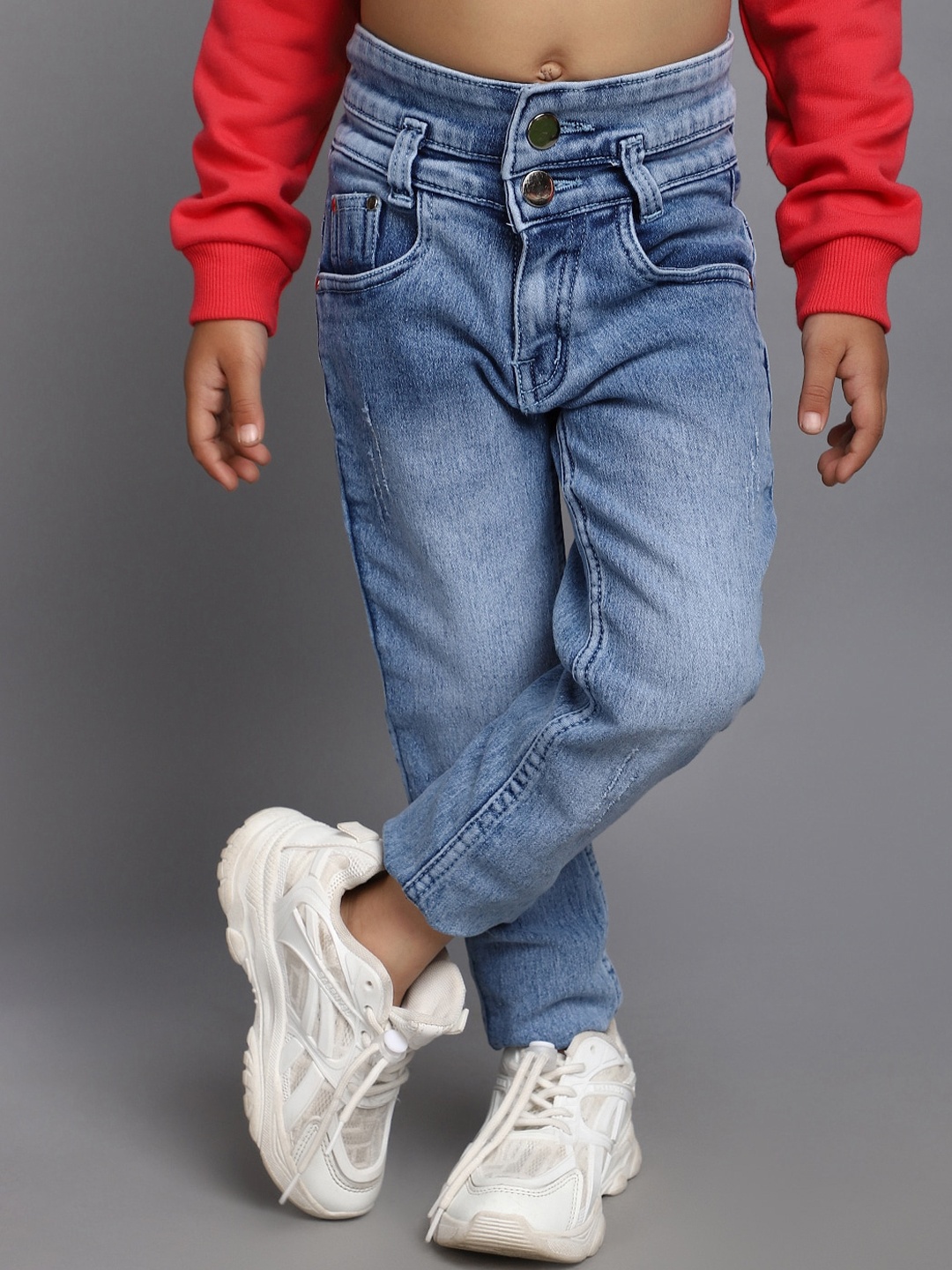 

V-Mart Girls Low Distress Light Fade Jeans, Blue