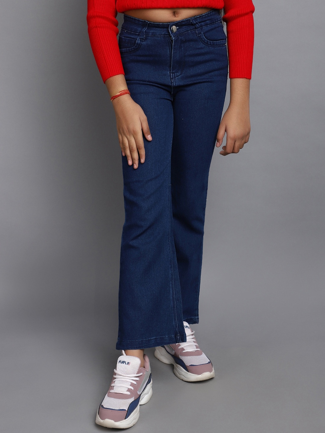 

V-Mart Girls Mid-Rise Bootcut Jeans, Navy blue