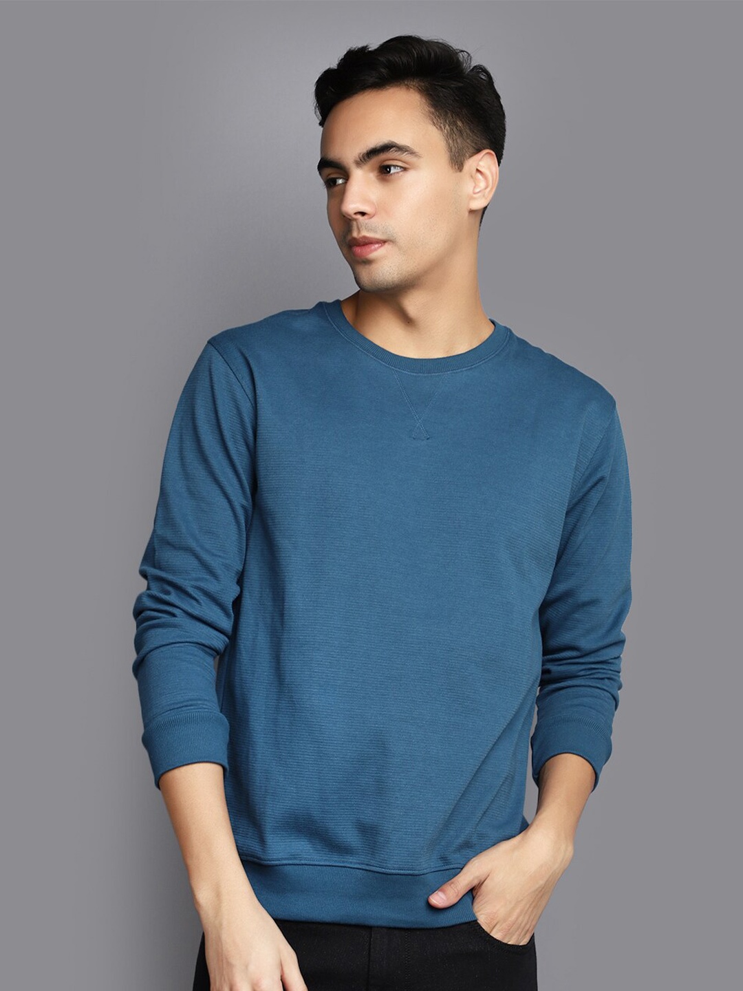

V-Mart Round Neck Cotton T-shirt, Teal