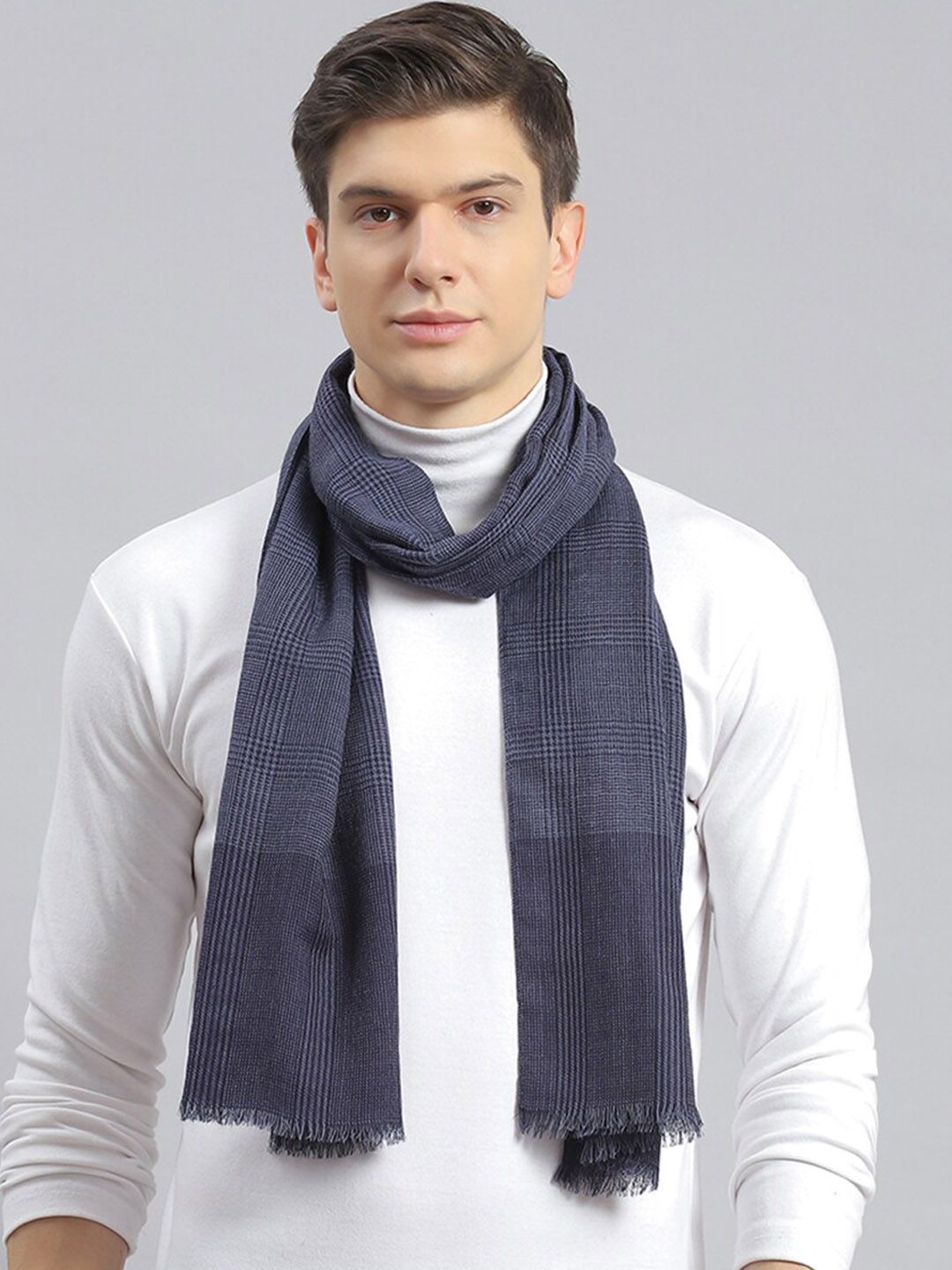 

Monte Carlo Checked Muffler, Navy blue