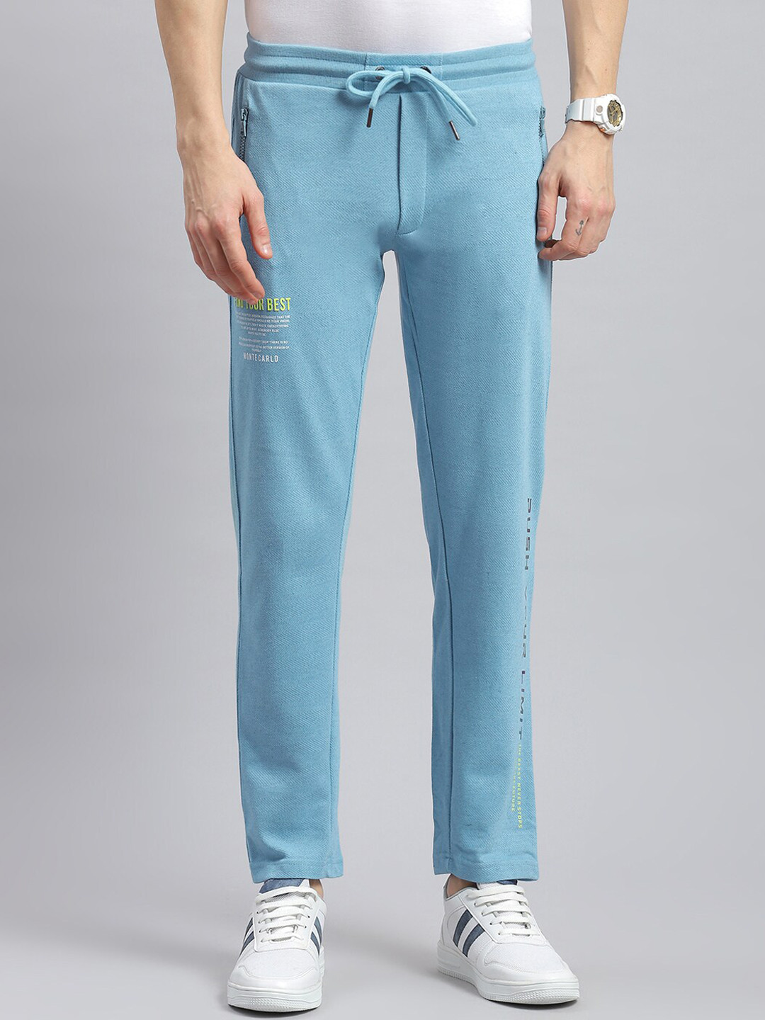 

Monte Carlo Men Typography Printed Cotton Track Pants, Blue