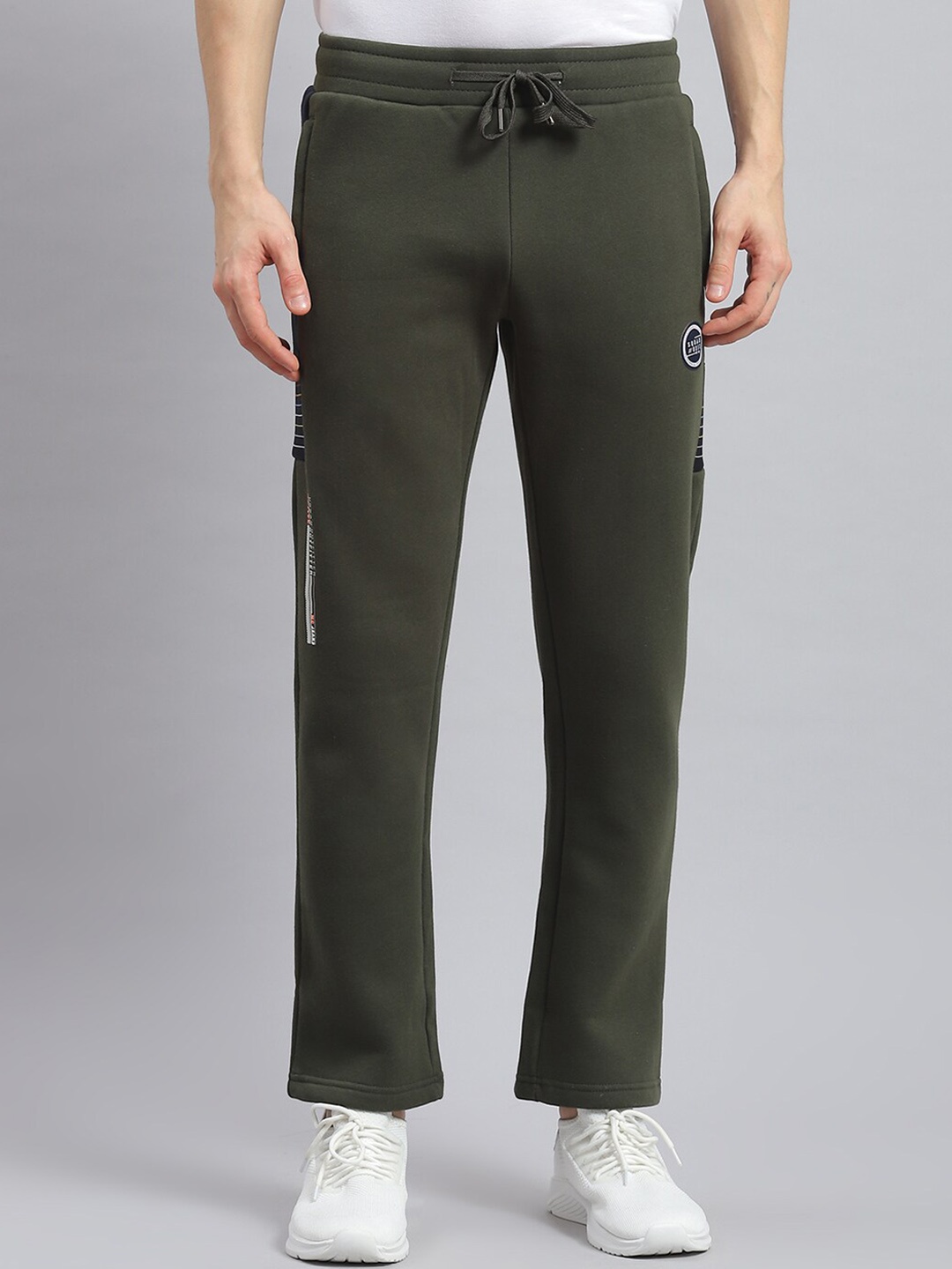 

Monte Carlo Men Mid-Rise Cotton Track Pants, Olive