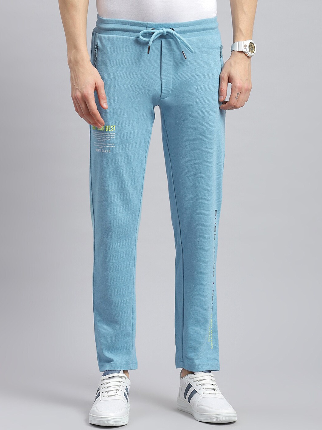 

Monte Carlo Men Mid-Rise Wrinkle Free Regular Trousers, Blue