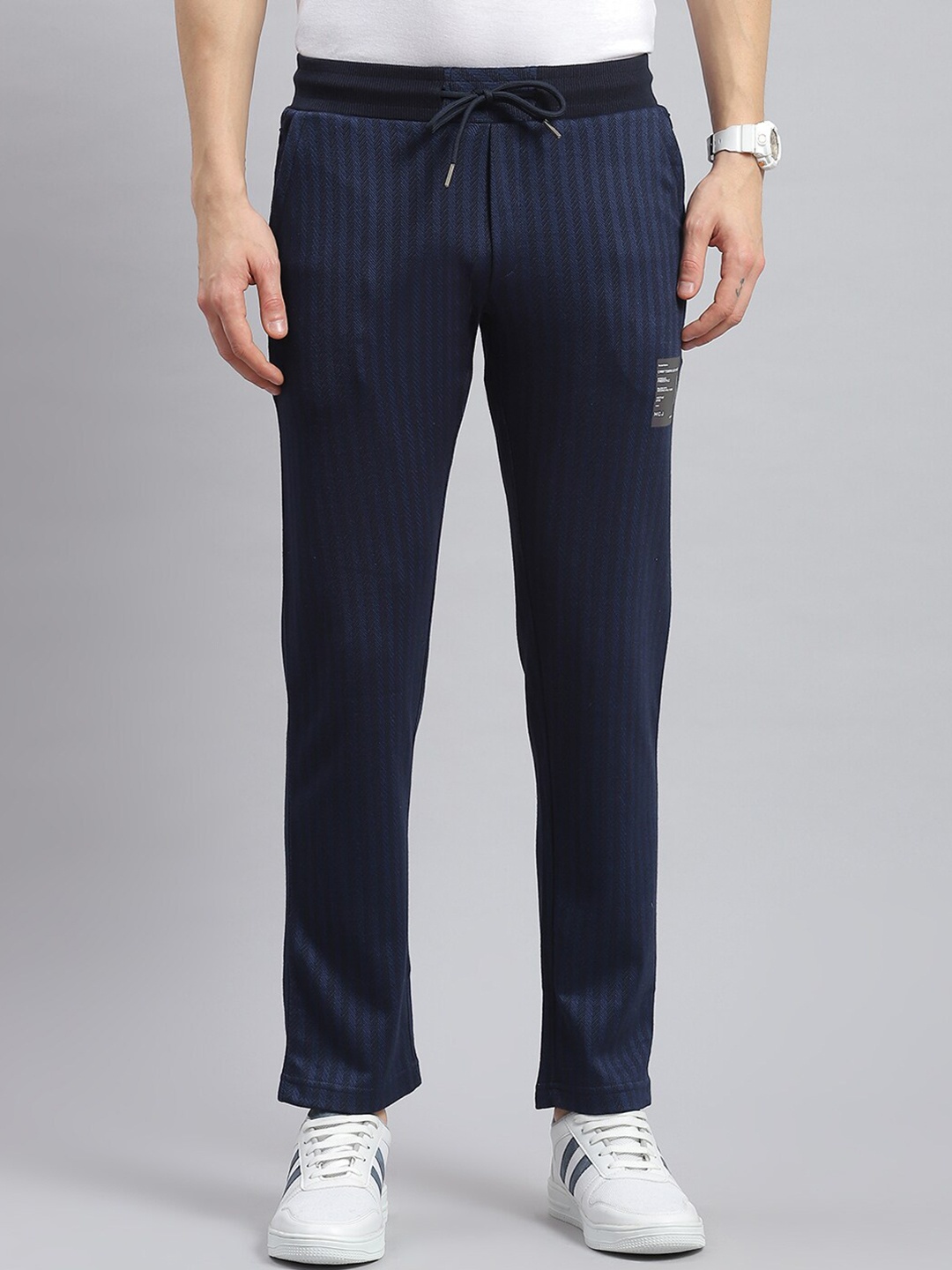 

Monte Carlo Men Striped Cotton Track Pants, Navy blue