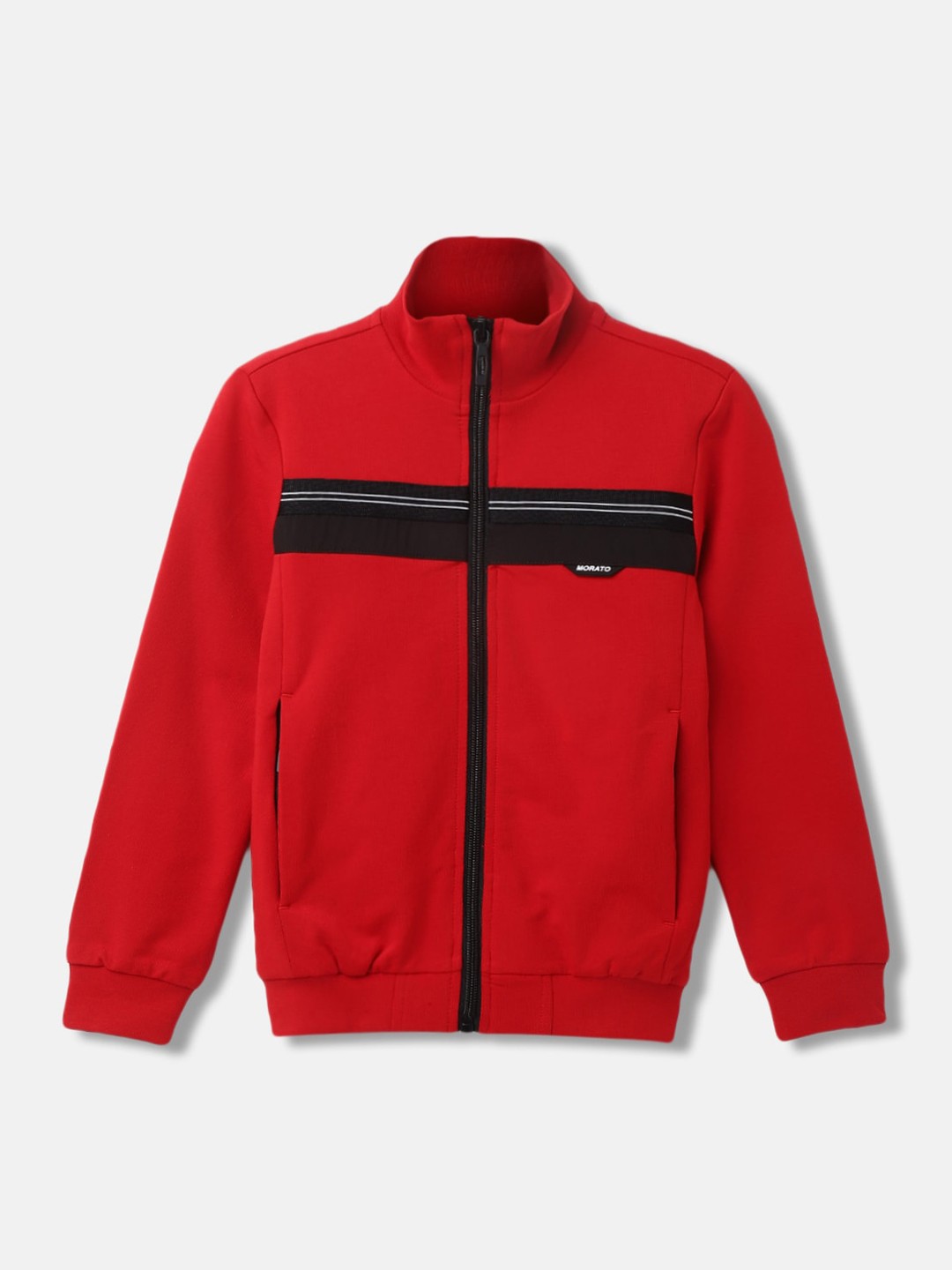 

Antony Morato Boys Striped Zip Detail Stand Collar Bomber Jacket, Red
