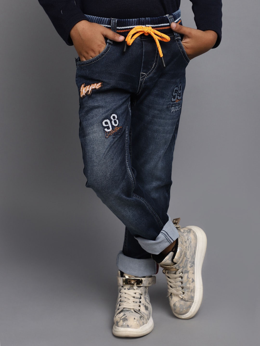 

V-Mart Boys Mid Rise Clean Look Light Fade Cotton Jeans, Blue