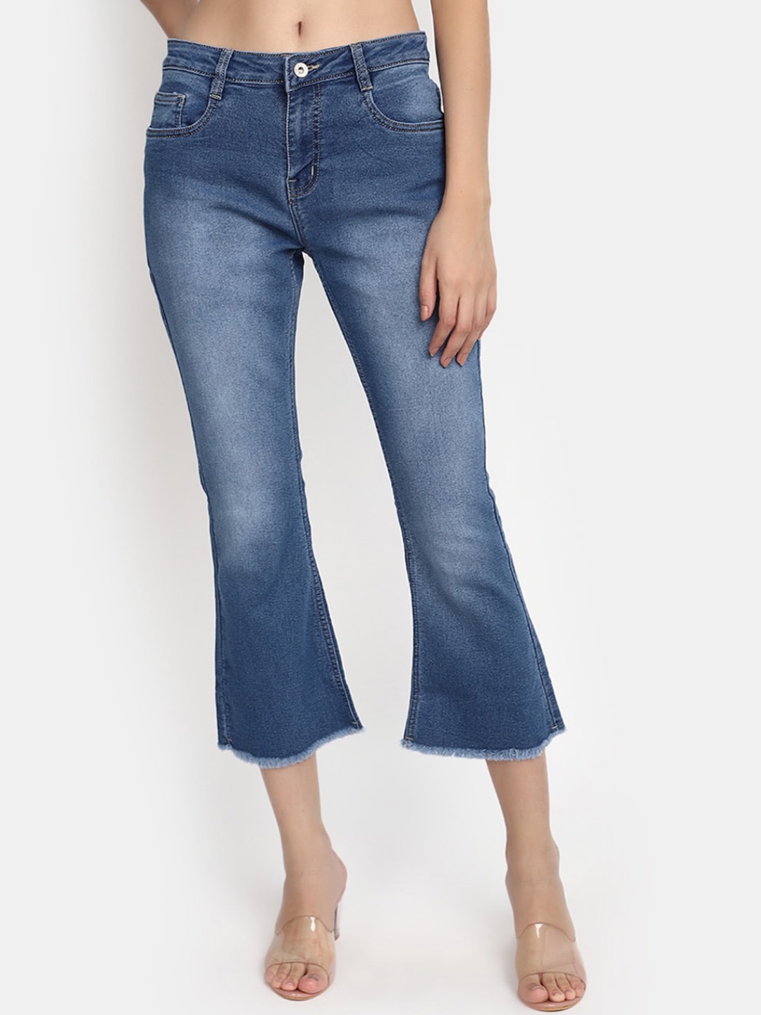 

V-Mart Women Clean Look Light Fade Cropped Jeans, Blue