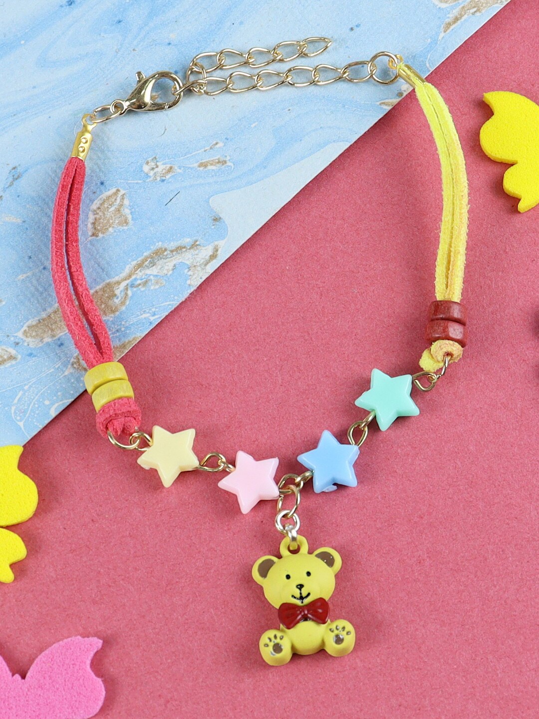 

Asthetika Kids Girls Teddy Bear Charm Bracelet, Yellow