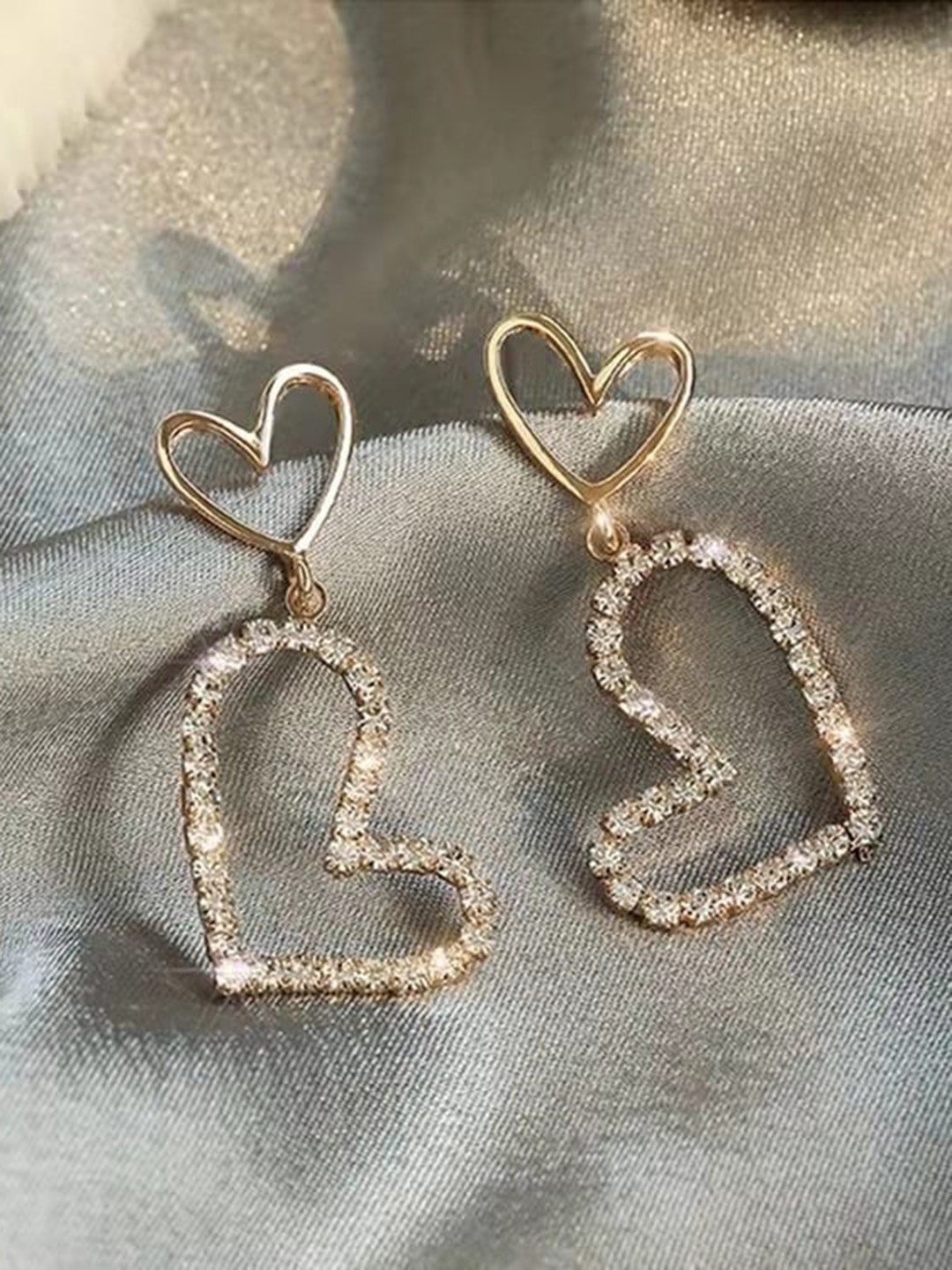 

Shining Diva Fashion Gold-Plated Crystals Stone Studded Contemporary Drop Earrings