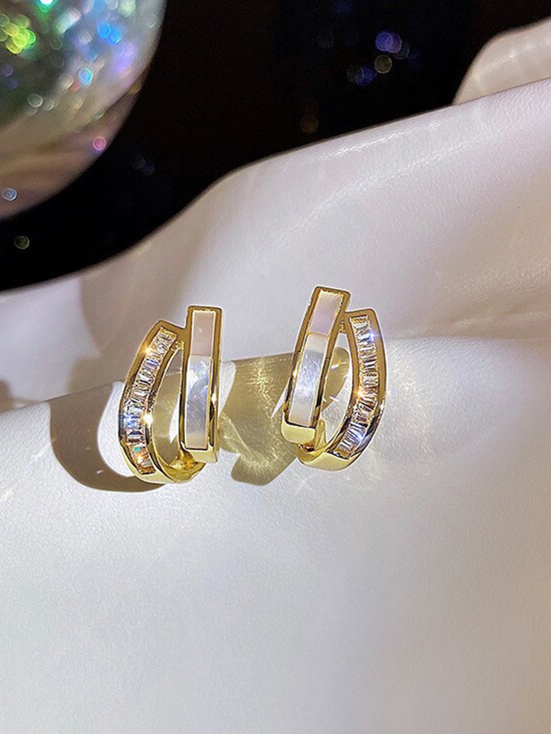 

Shining Diva Fashion Gold-Plated Contemporary Half Hoop Earrings