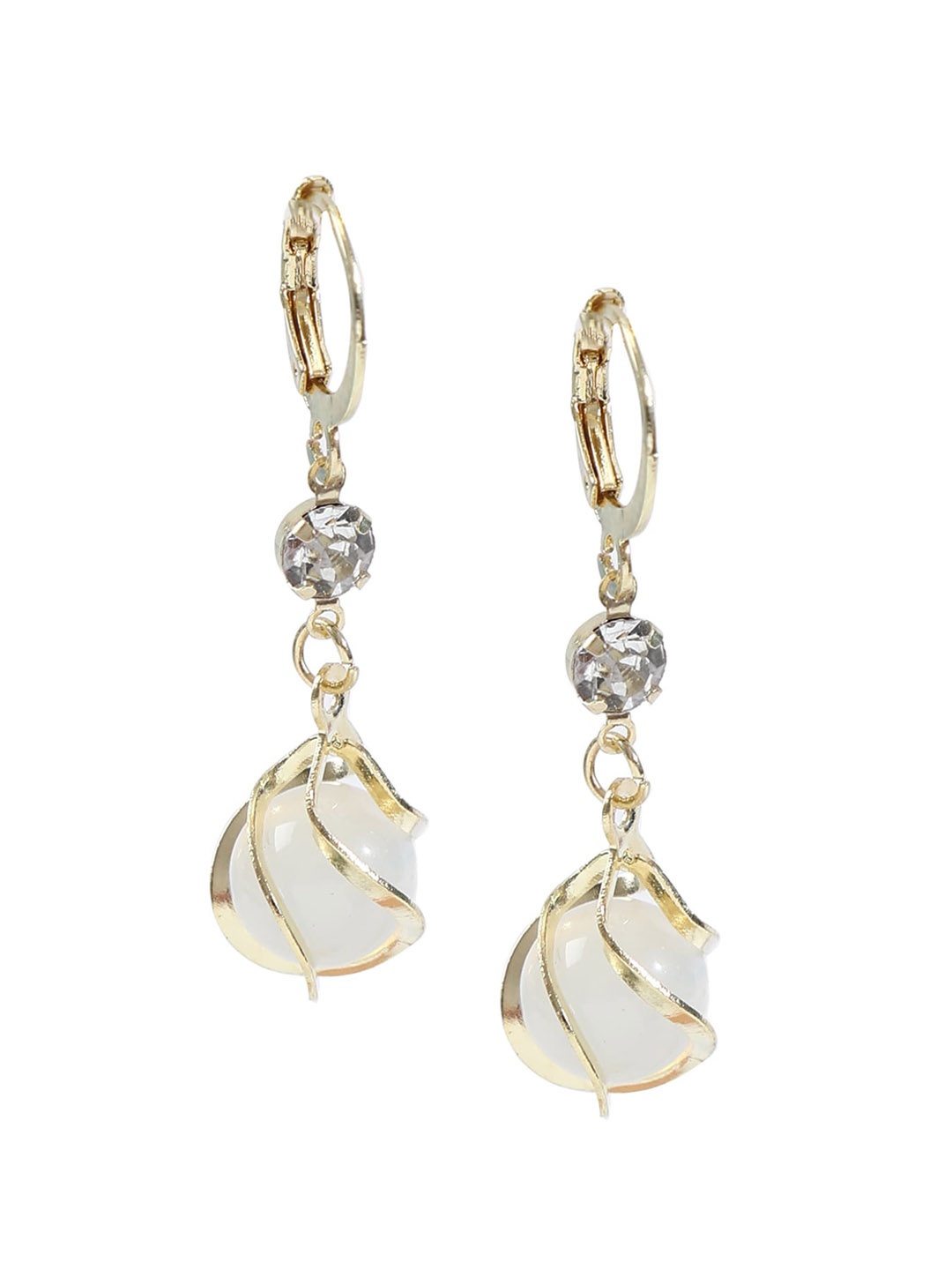 

Shining Diva Fashion Gold-Plated Contemporary Drop Earrings, White