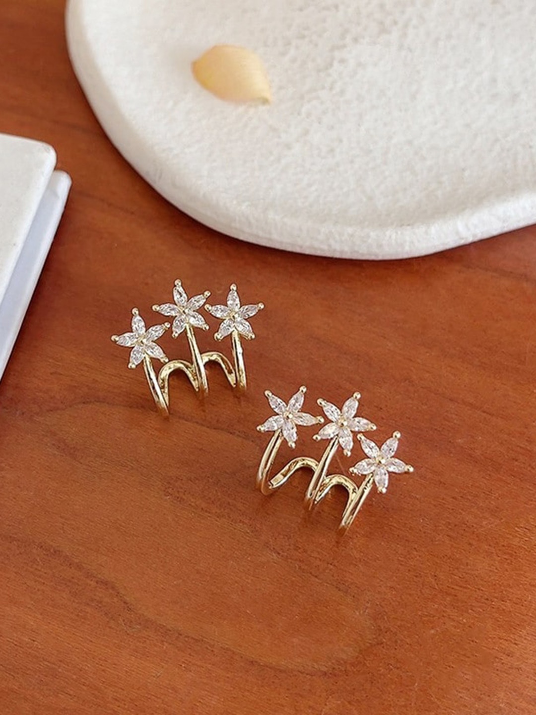 Shining Diva Fashion Gold-Plated Contemporary Half Hoop Earrings