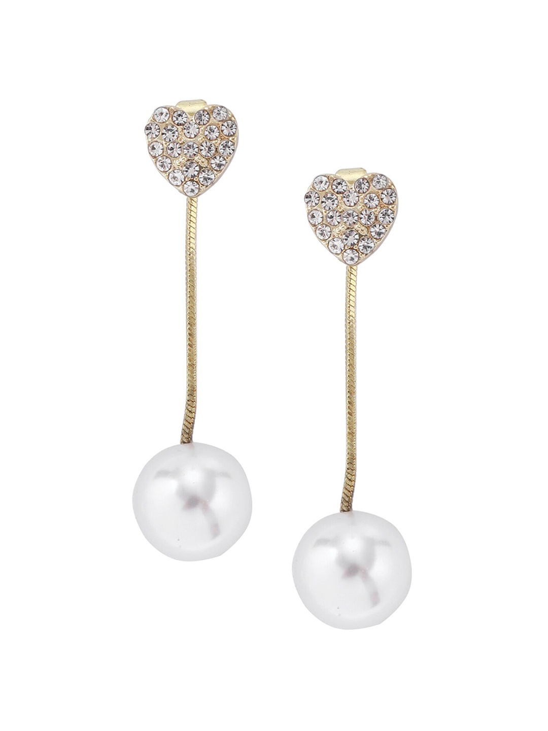

Shining Diva Fashion Gold-Plated Stones Studded Contemporary Drop Earrings