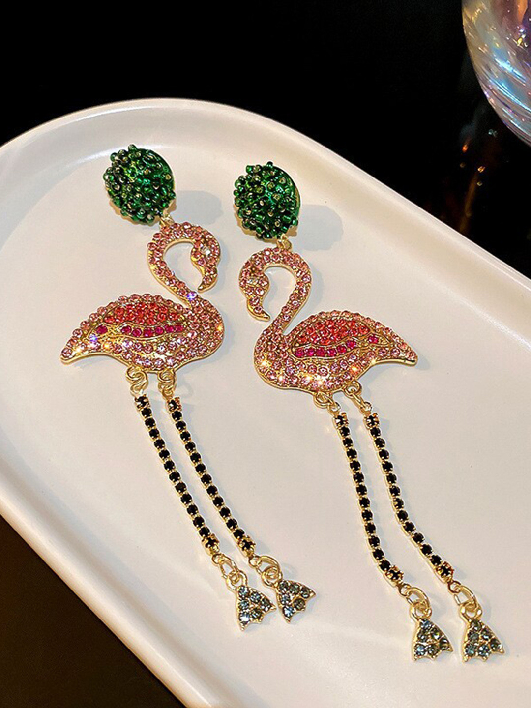 

Shining Diva Fashion Gold Plated Crystals Studded Drop Earrings