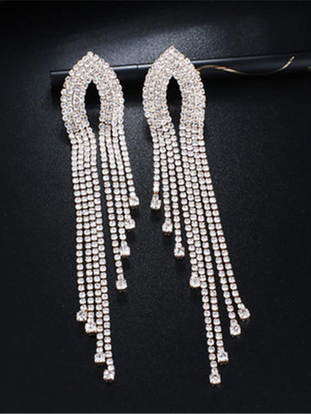 

Shining Diva Fashion Silver-Plated Crystals Drop Earrings