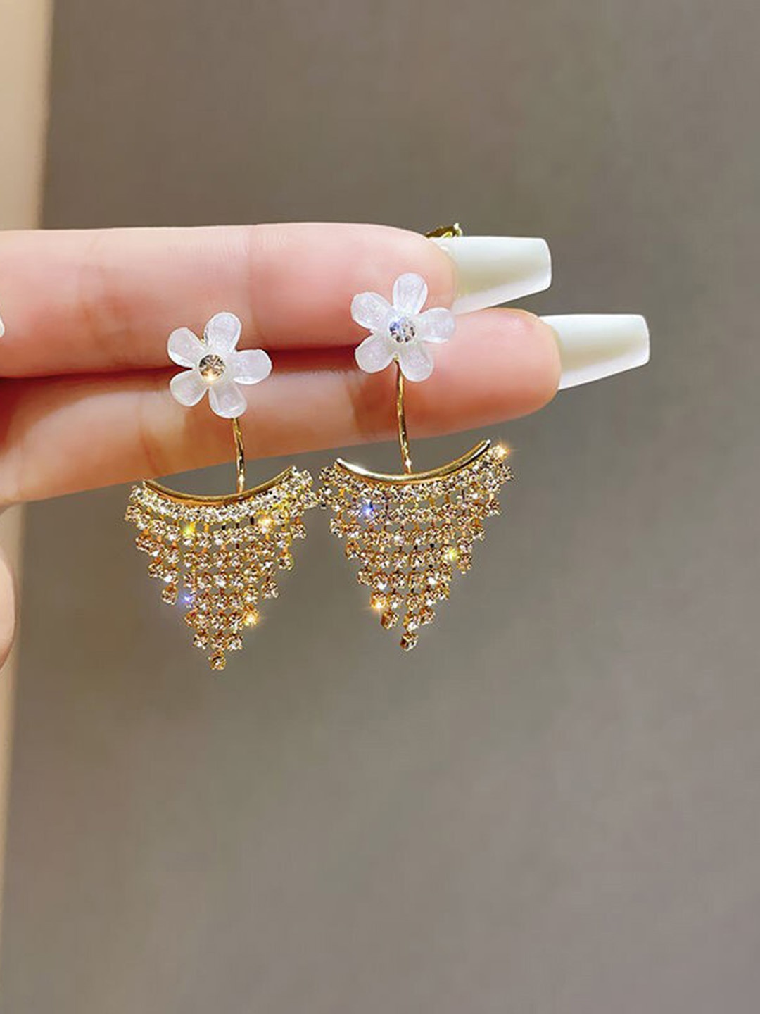 

Shining Diva Fashion Gold-Plated Floral Drop Earrings