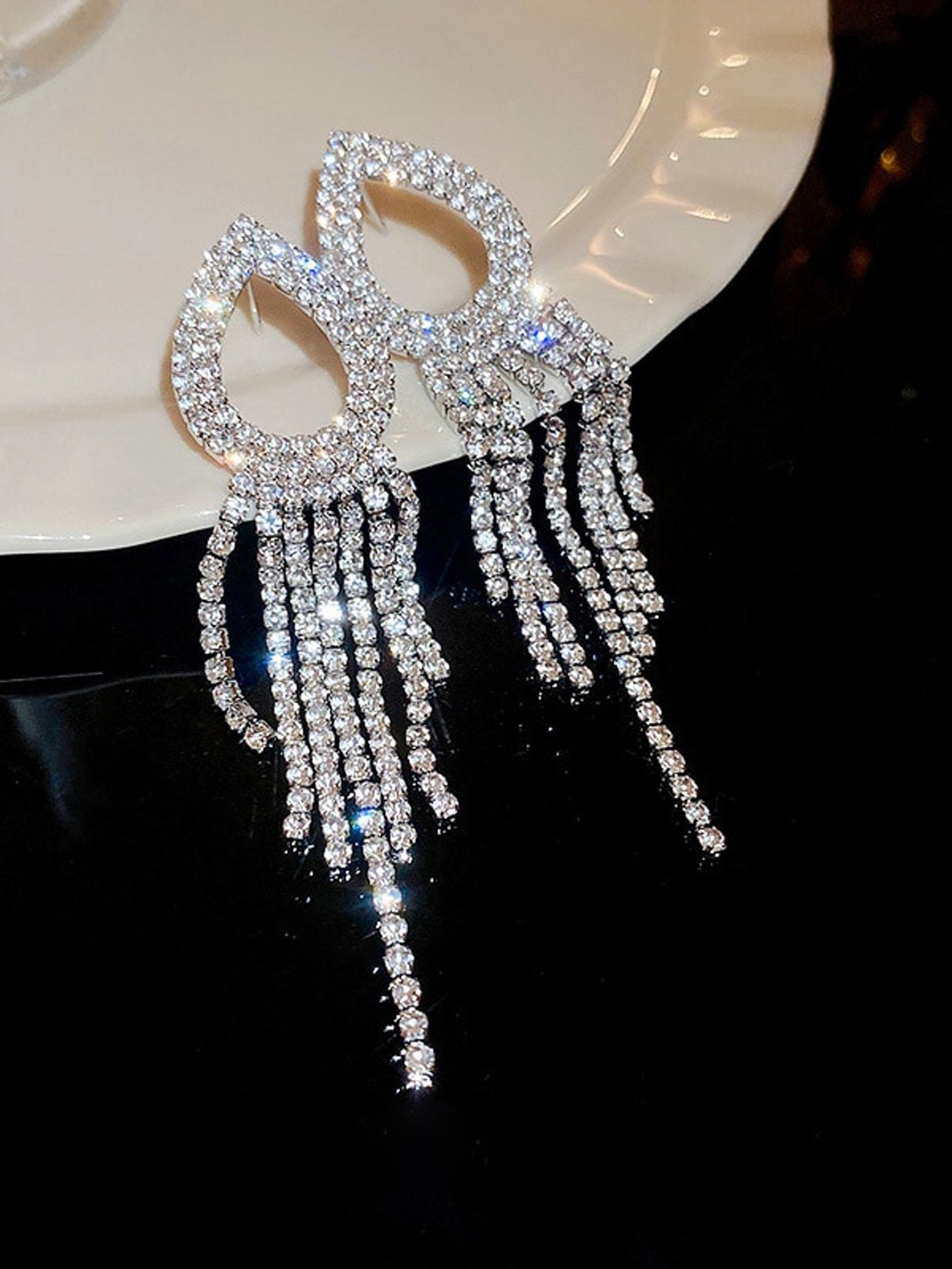 

Shining Diva Fashion Silver-Plated Contemporary Drop Earrings