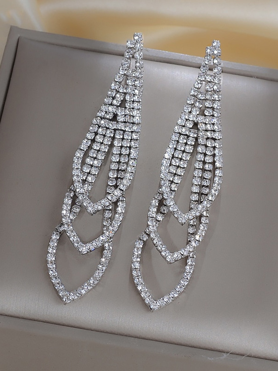 

Shining Diva Fashion Silver-Plated Contemporary Drop Earrings