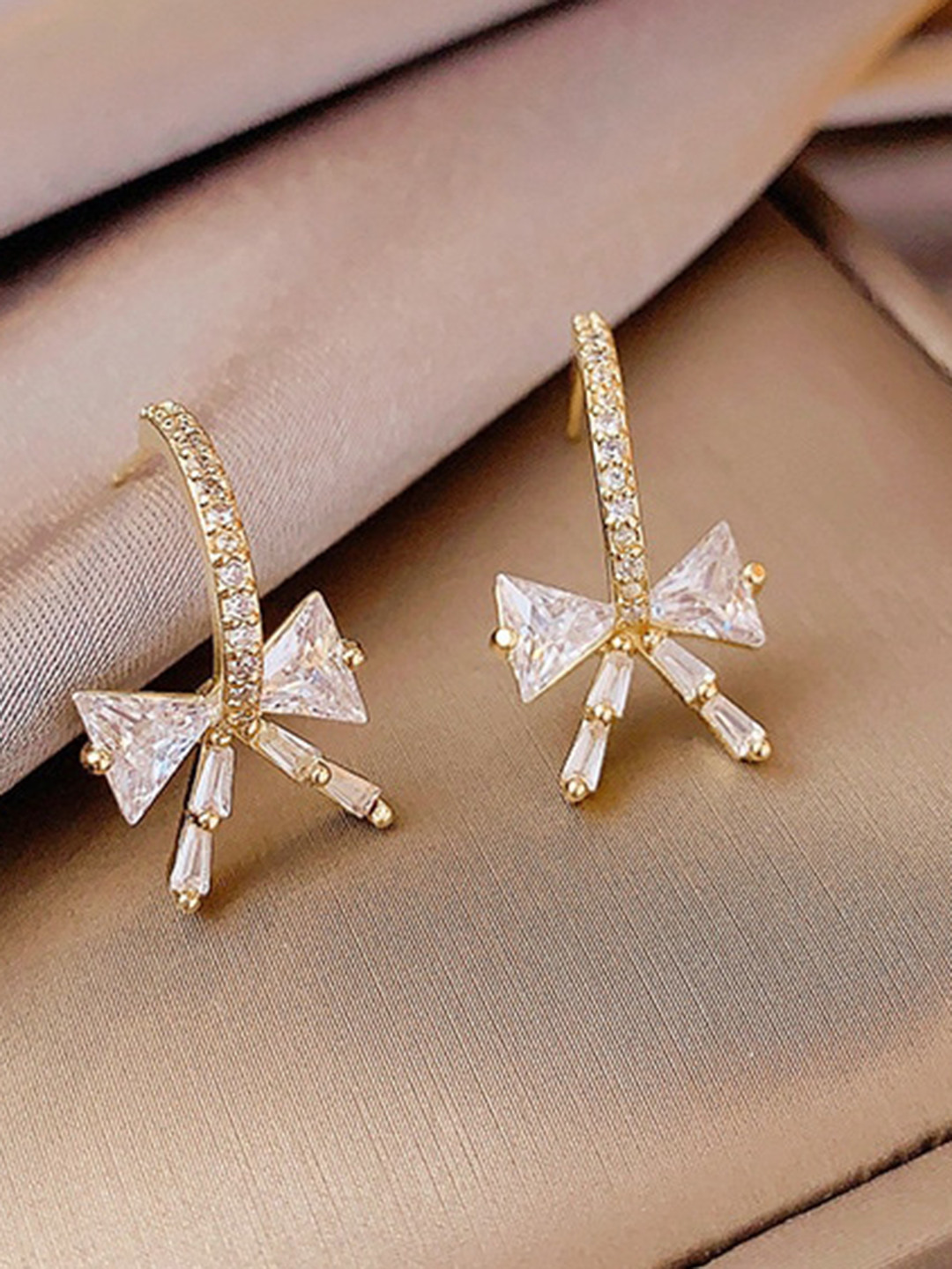 

Shining Diva Fashion Gold-Plated Contemporary Half Hoop Earrings