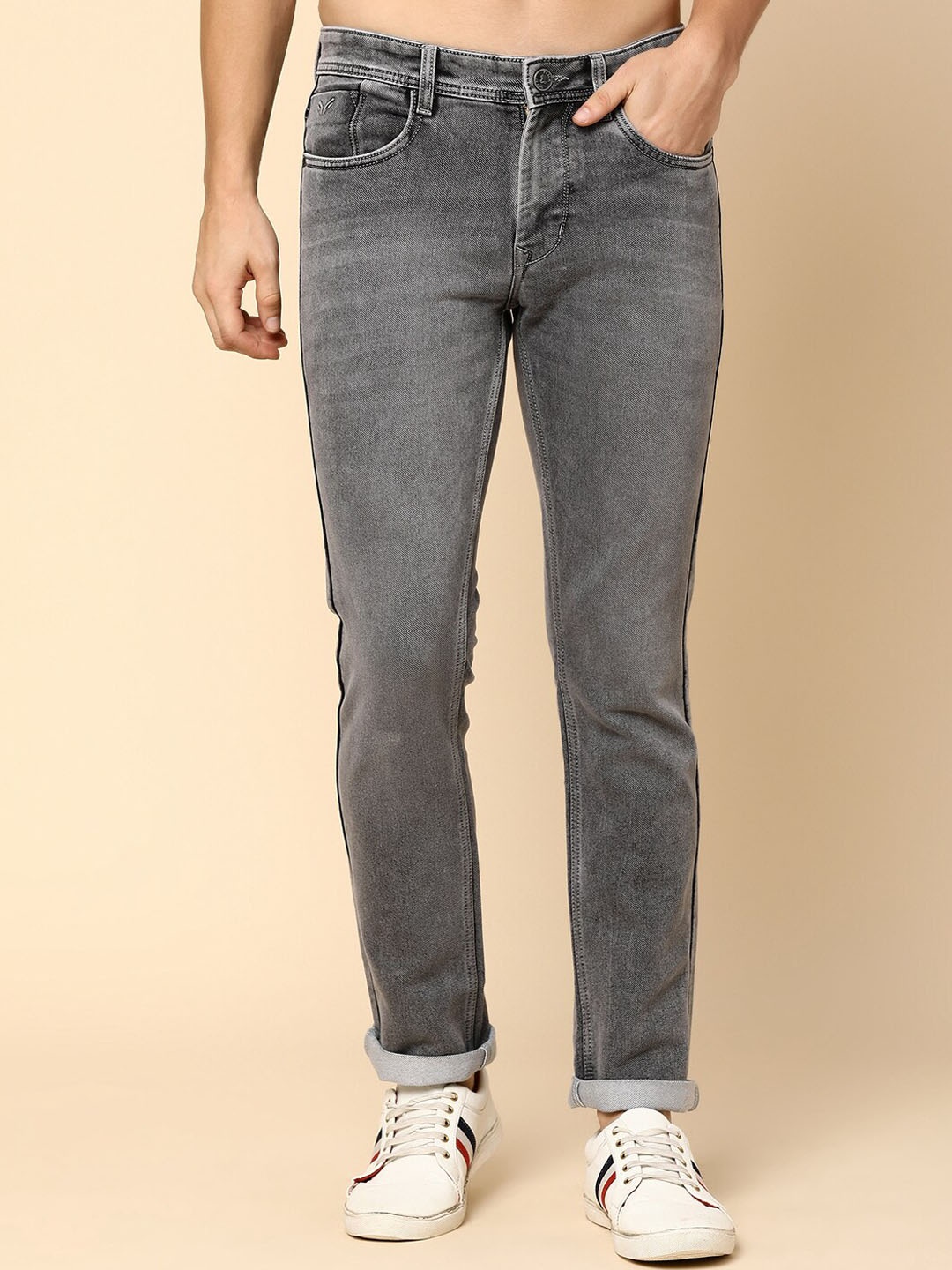 

V-Mart Men Regular Fit Mid-Rise Cotton Jeans, Grey