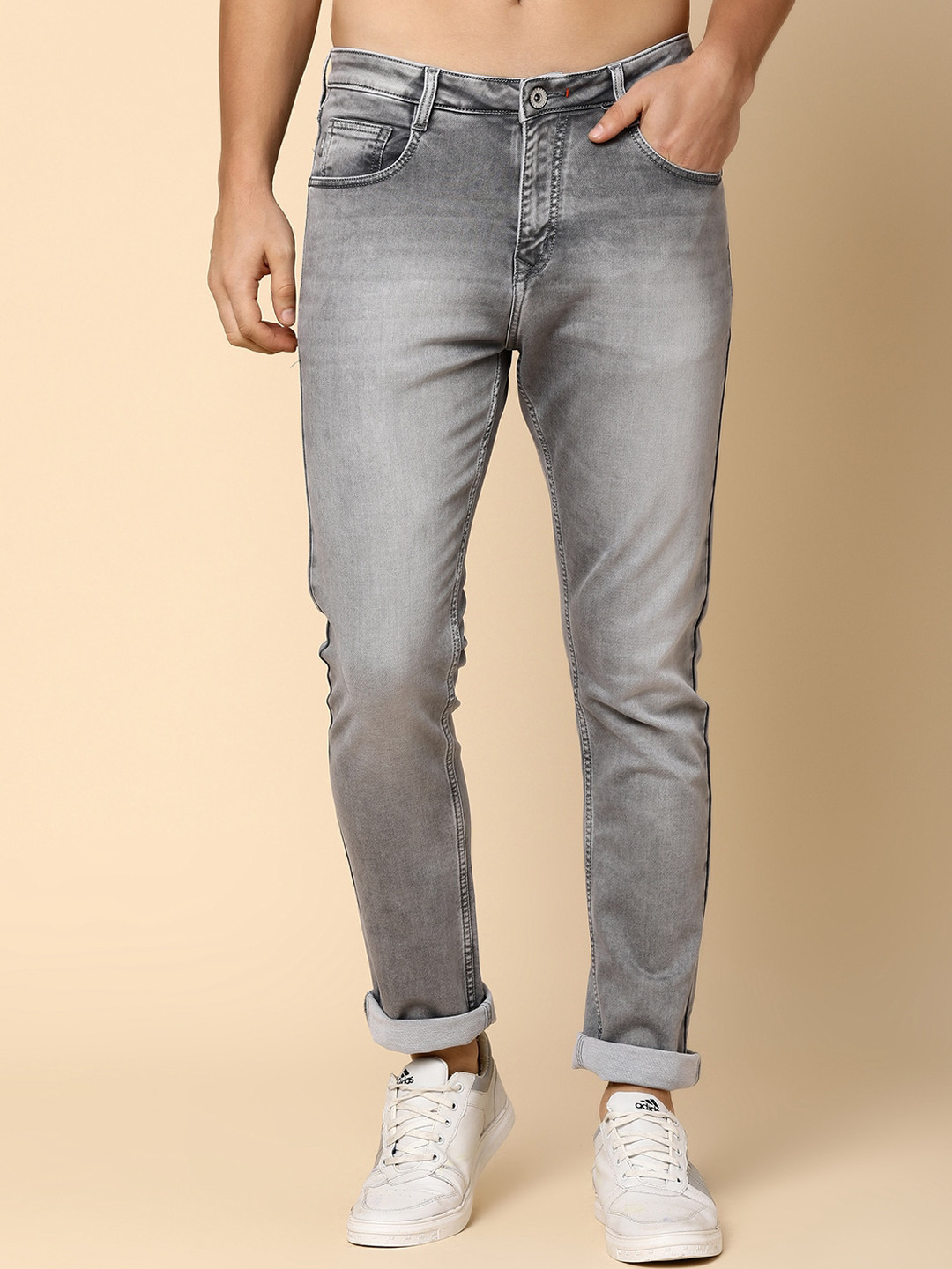 

V-Mart Men Regular Fit Mid-Rise Cotton Jeans, Grey