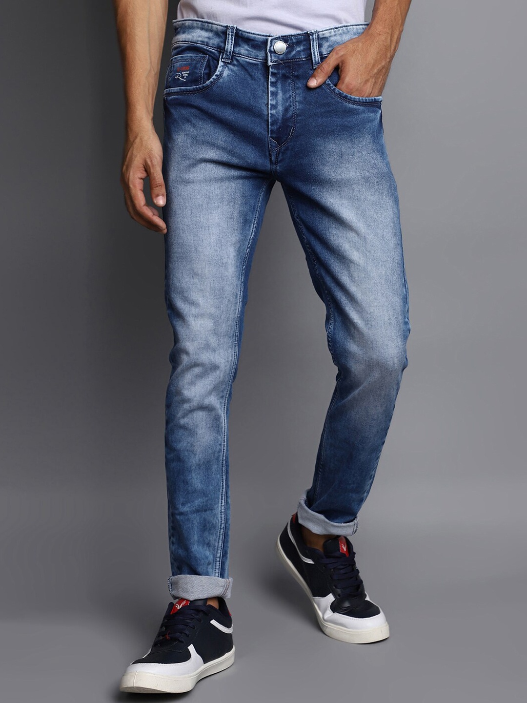 V-Mart Men Mid-Rise Heavy Fade Jeans, Blue