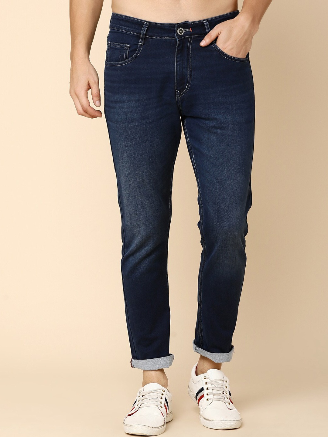

V-Mart Men Mid-Rise Light Fade Jeans, Navy blue