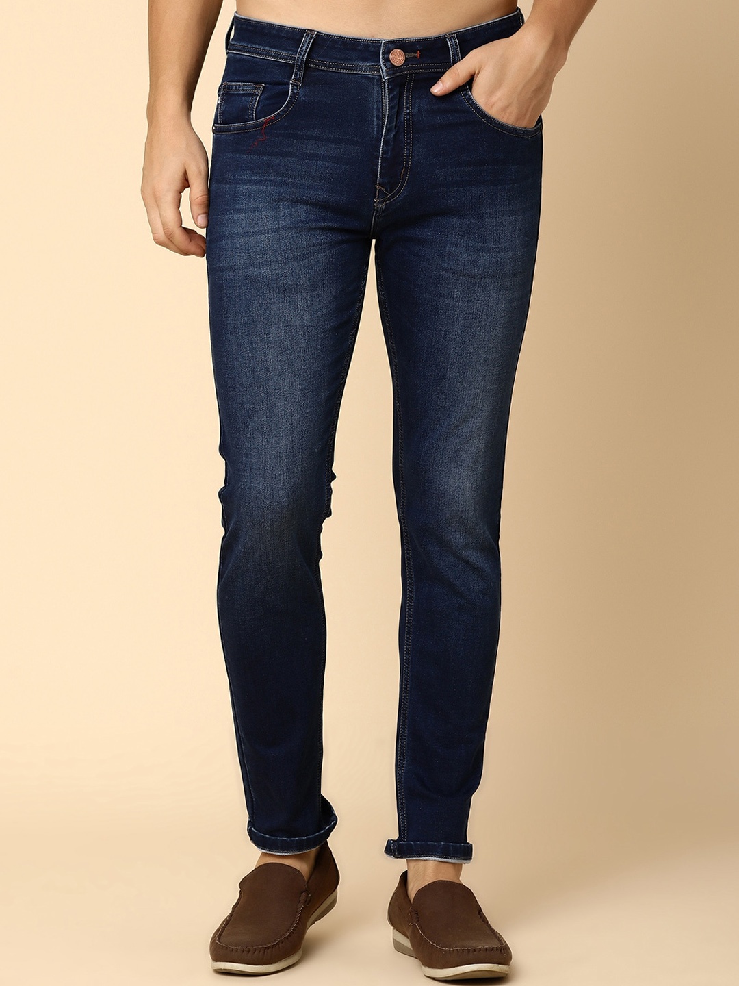 

V-Mart Men Mid Rise Clean Look Light Fade Cotton Jeans, Blue
