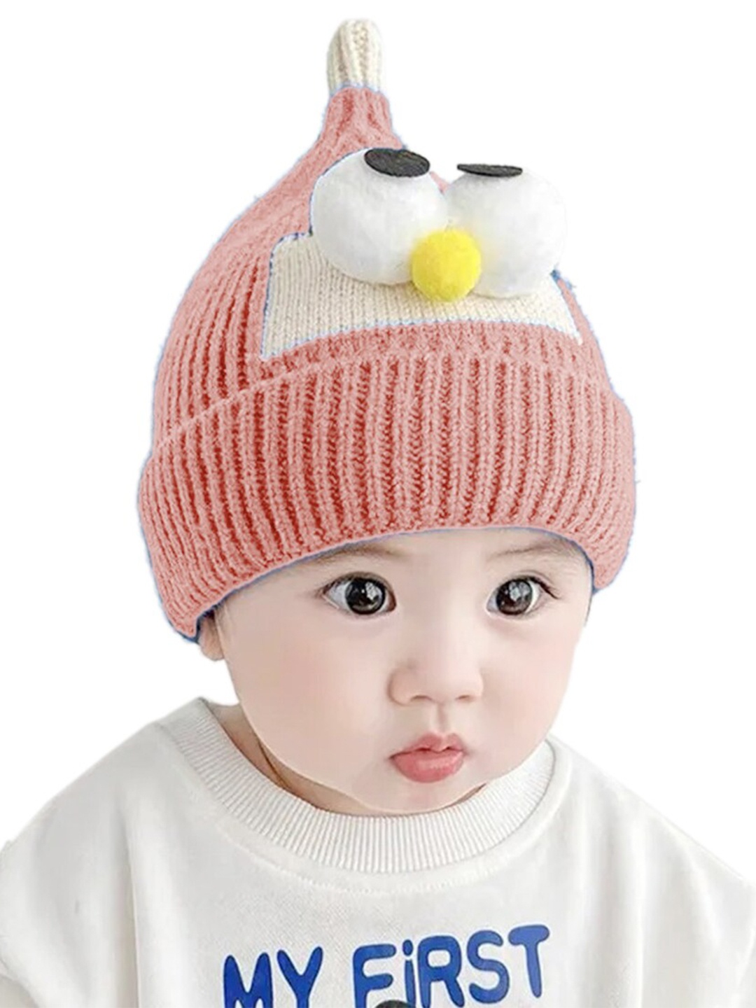 

Babymoon Kids Self Design Woollen Beanie, Pink