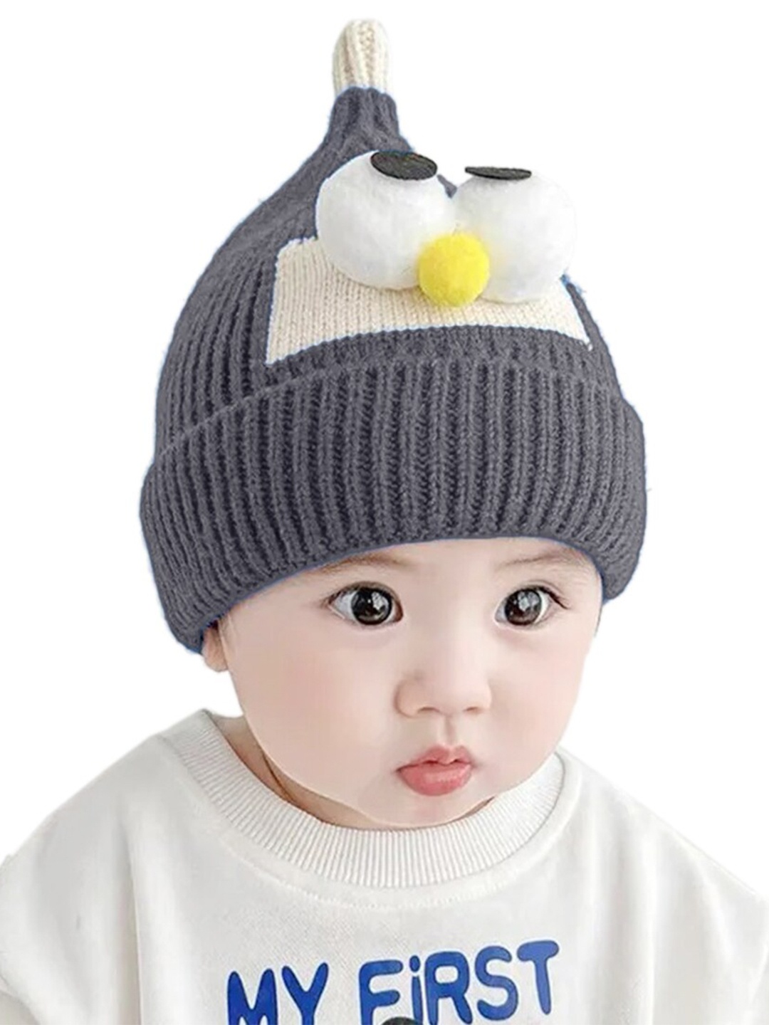 

Babymoon Kids Self Design Woollen Beanie, Grey