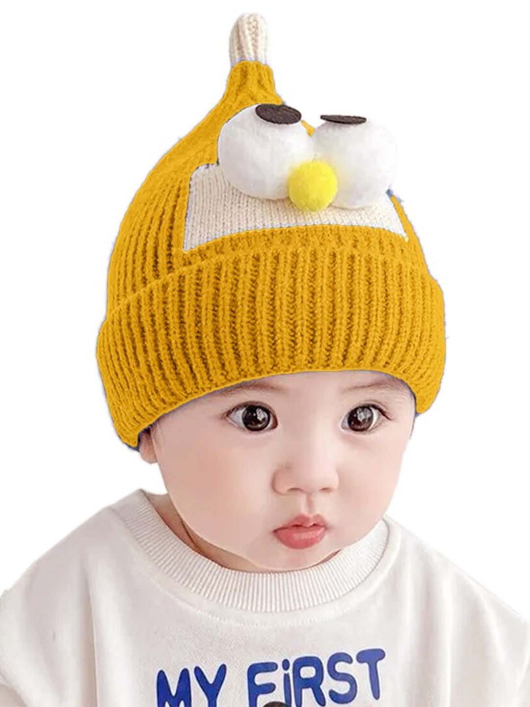 

Babymoon Kids Self Design Woollen Beanie, Yellow