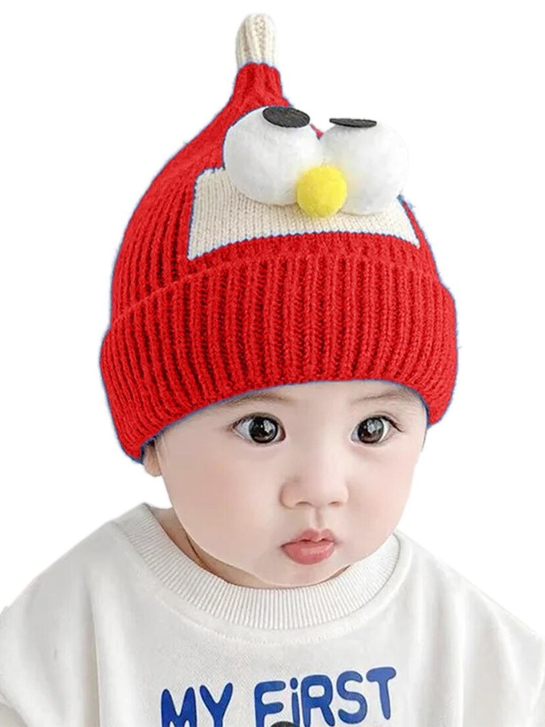 

Babymoon Kids Self Design Woollen Beanie, Red