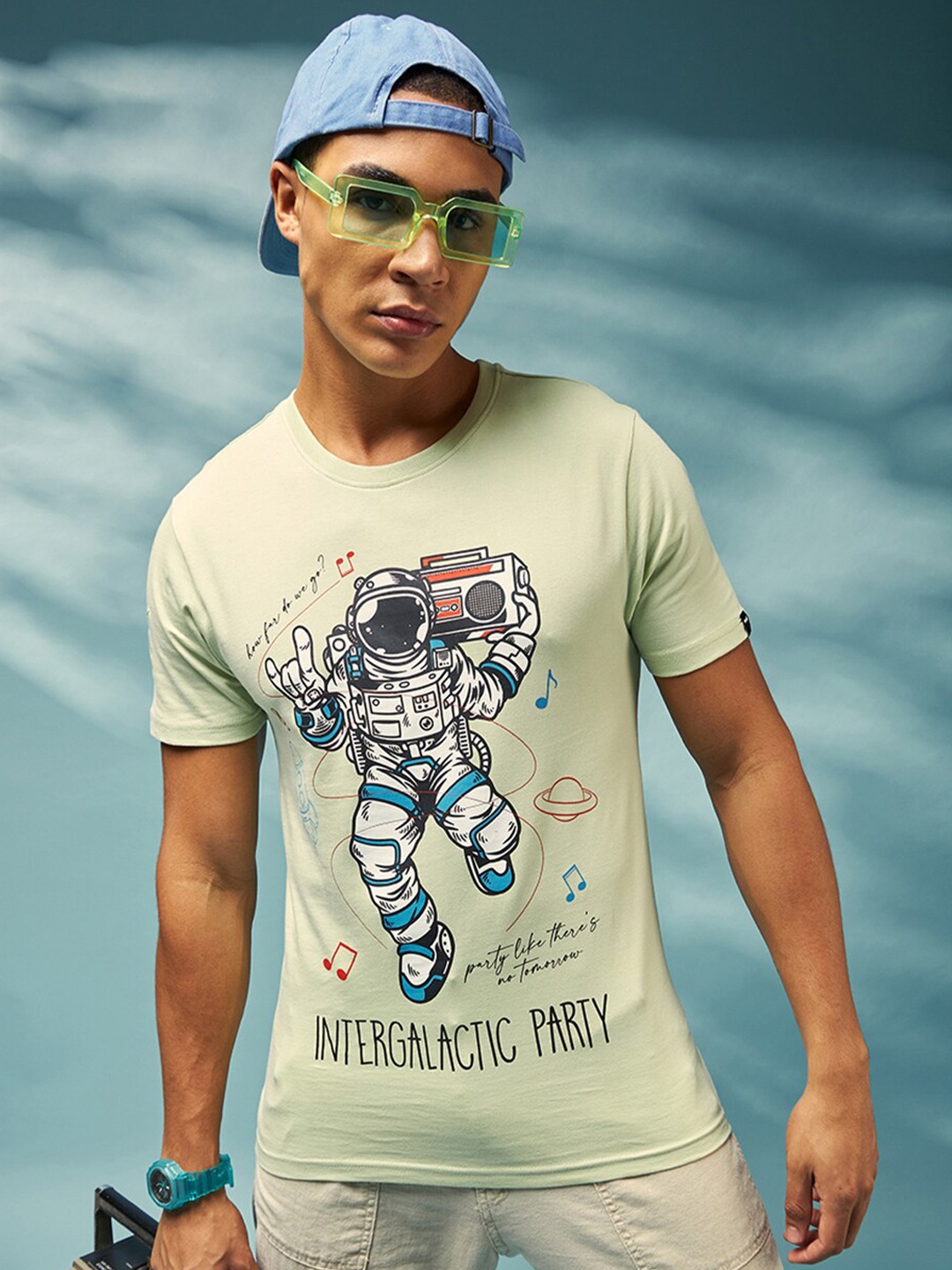 

Bewakoof Green NASA Printed Cotton T-shirt